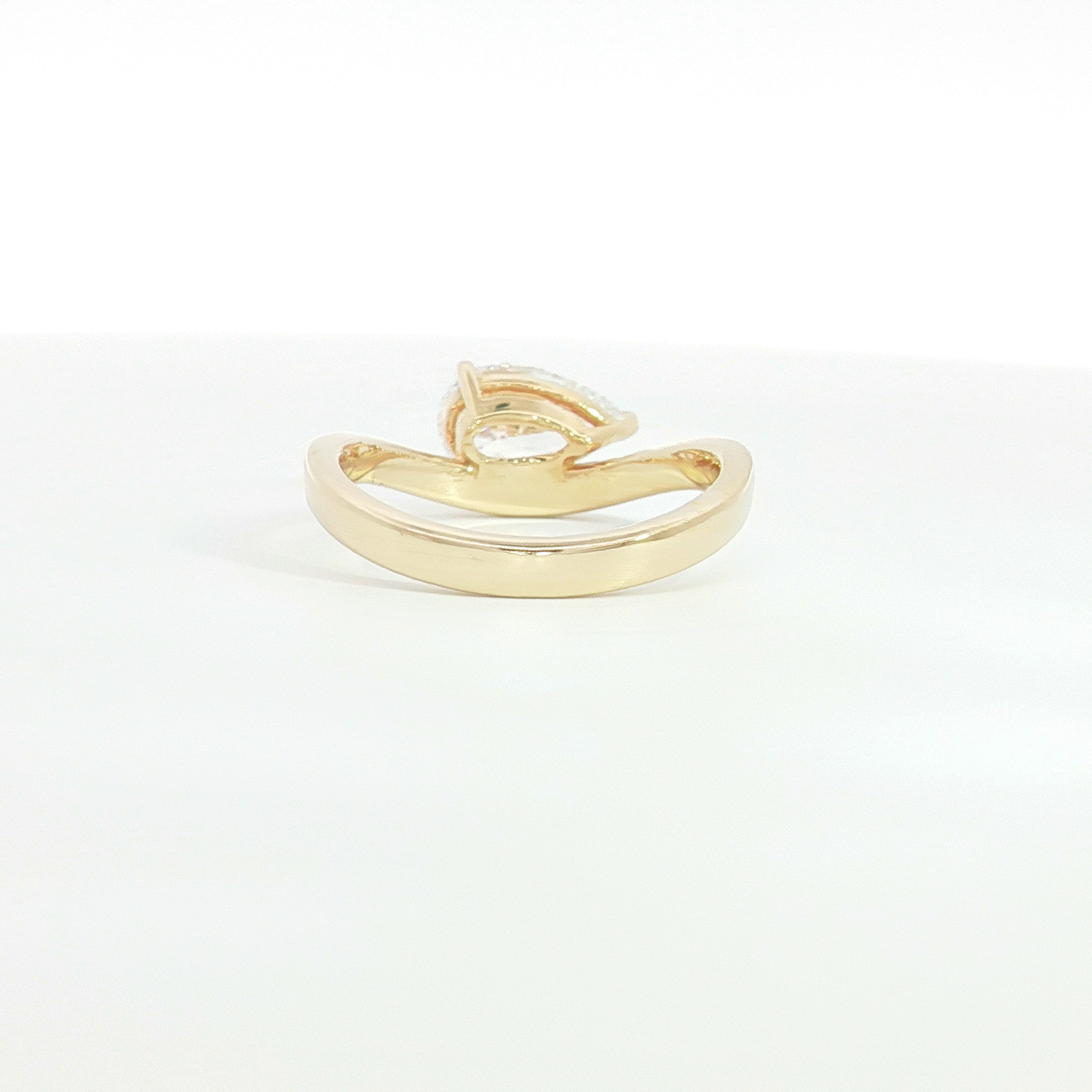 18ct YG Lab Grown Pear Diamond Solitaire Ring