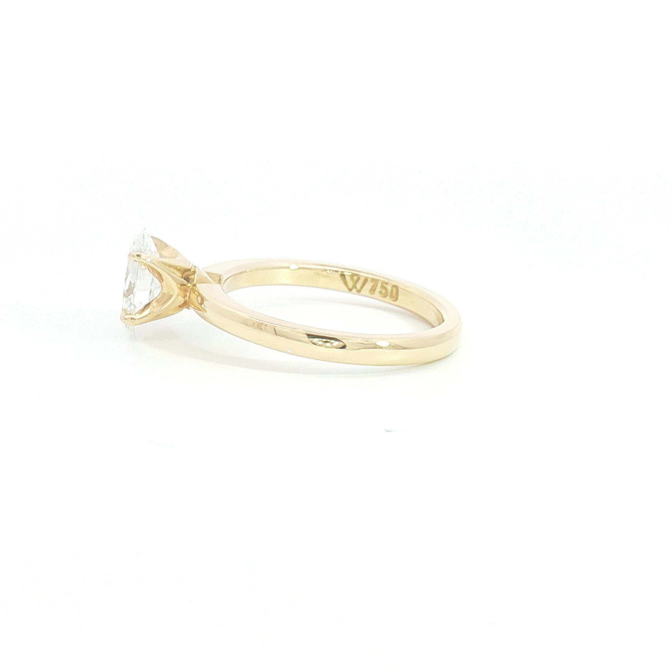 18ct YG Oval-Cut Lab Grown Diamond Solitaire Ring