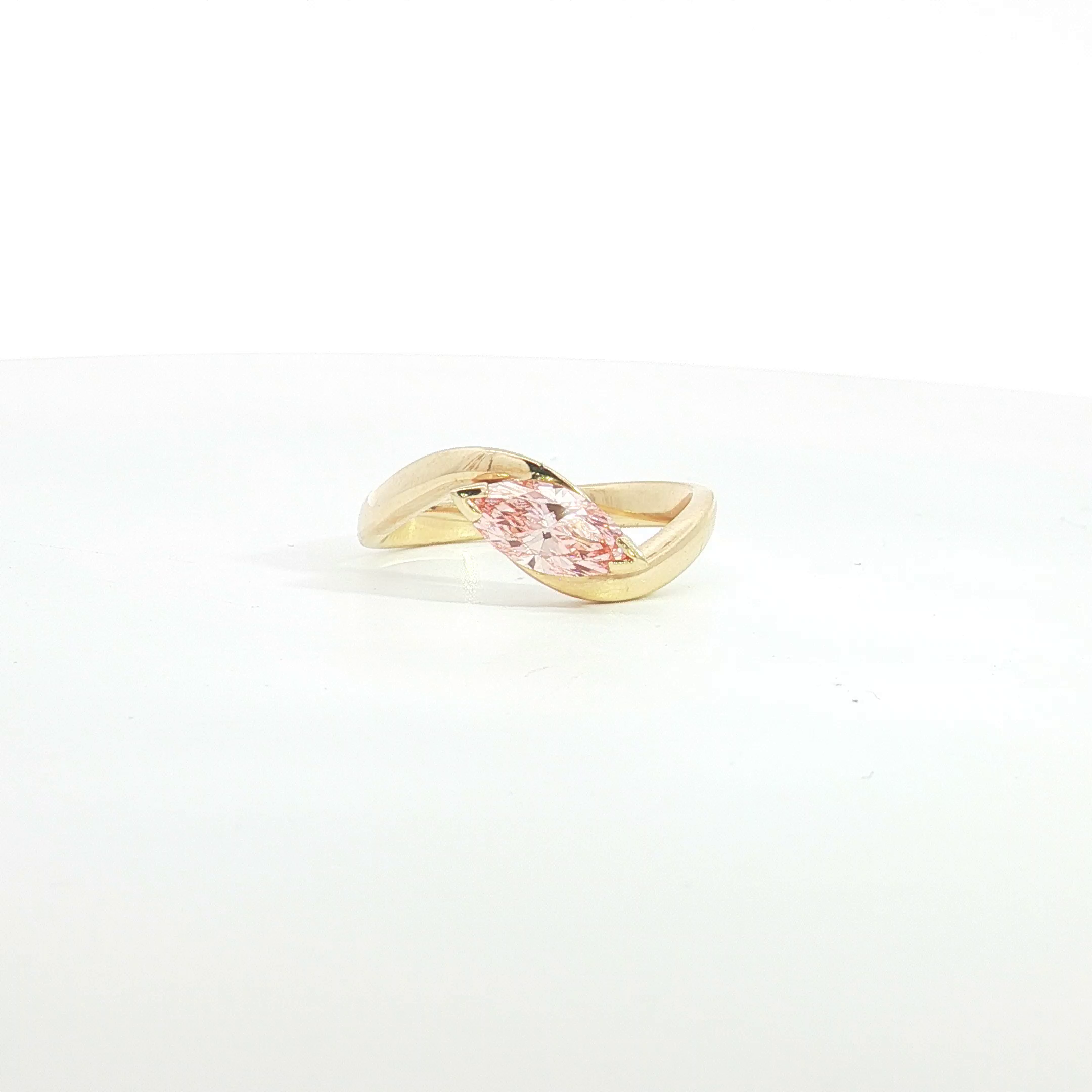 18ct YG Fancy Pink Marquise Lab Grown Diamond Ring