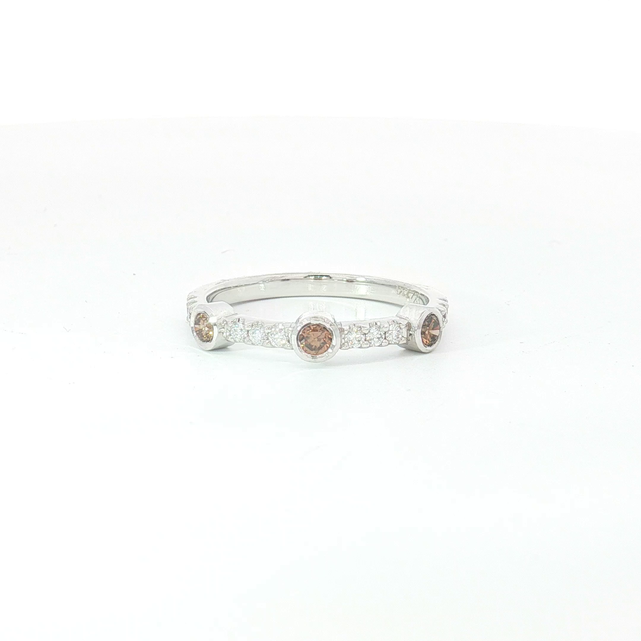18ct WG Cognac and White Diamond Multi-Stone Ring