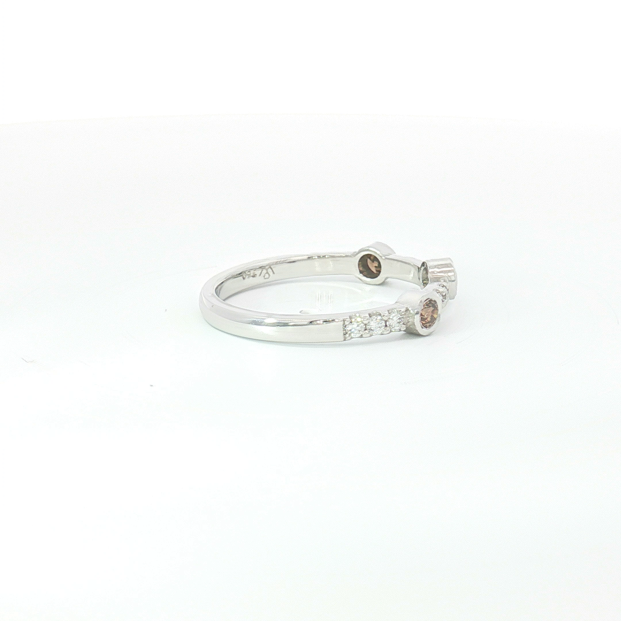 18ct WG Cognac and White Diamond Multi-Stone Ring