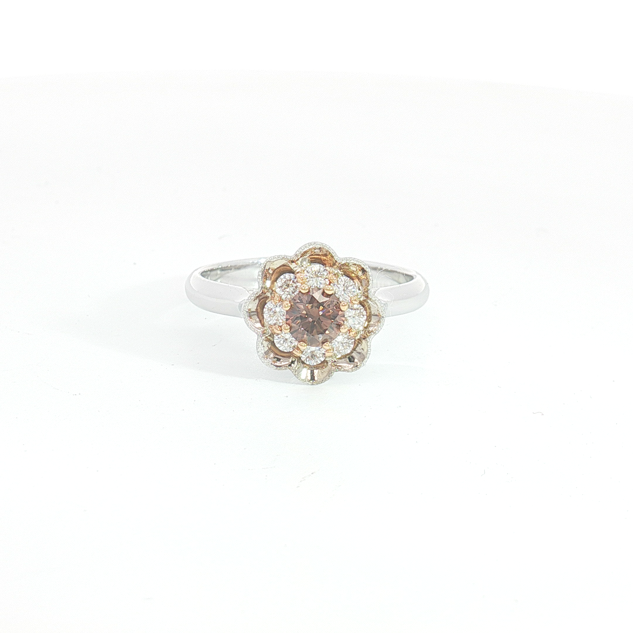 18ct WG/RG Chocolate Diamond Floral Halo Cocktail Ring