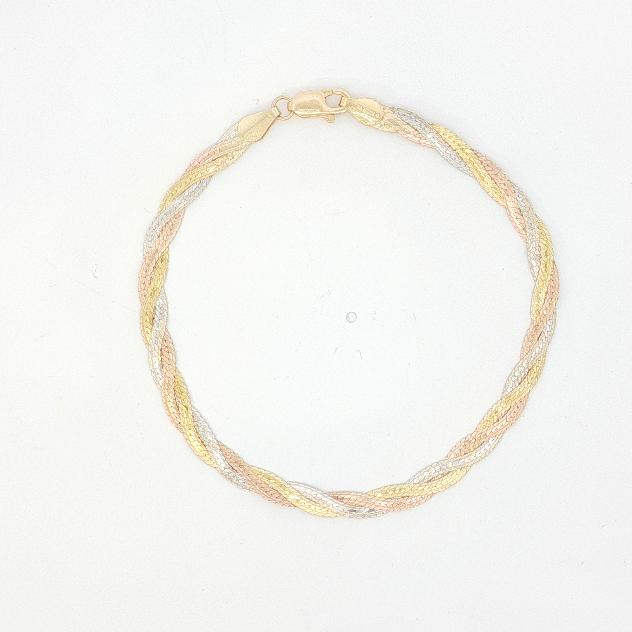 18ct Tri-Colour Braided Bracelet