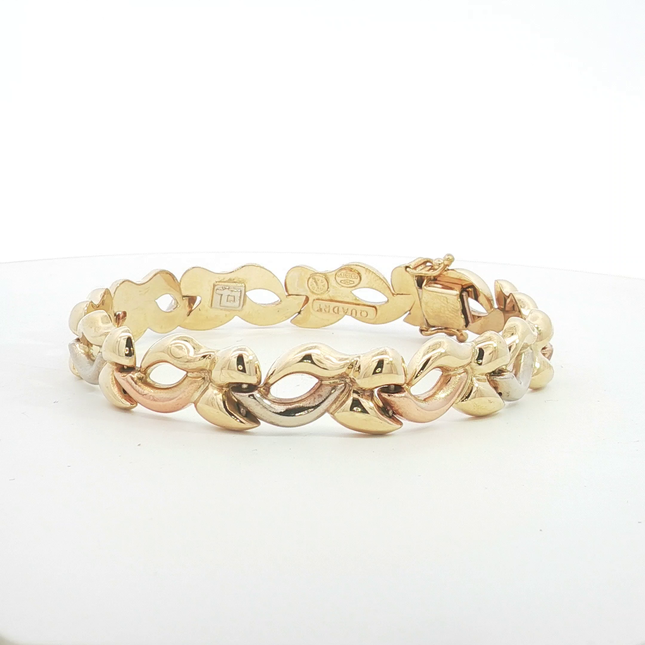 18ct 3Tone Italian Made interlocking Link Bracelet