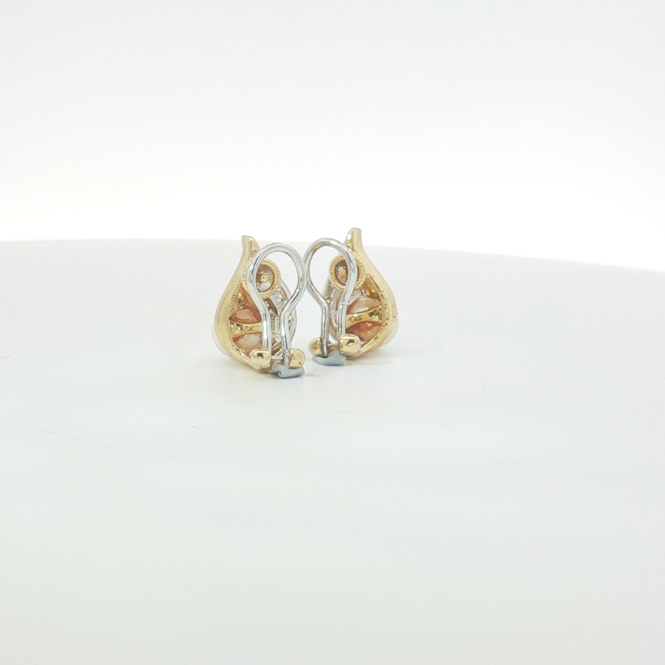 18ct 2Tone Pearl and Diamond Clip-On Earrings
