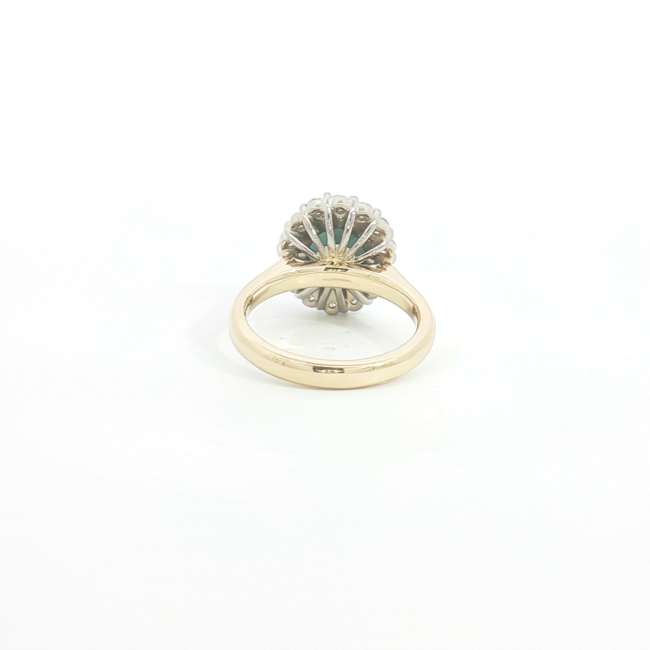 18ct 2Tone Blue Sapphire Halo Cocktail Ring