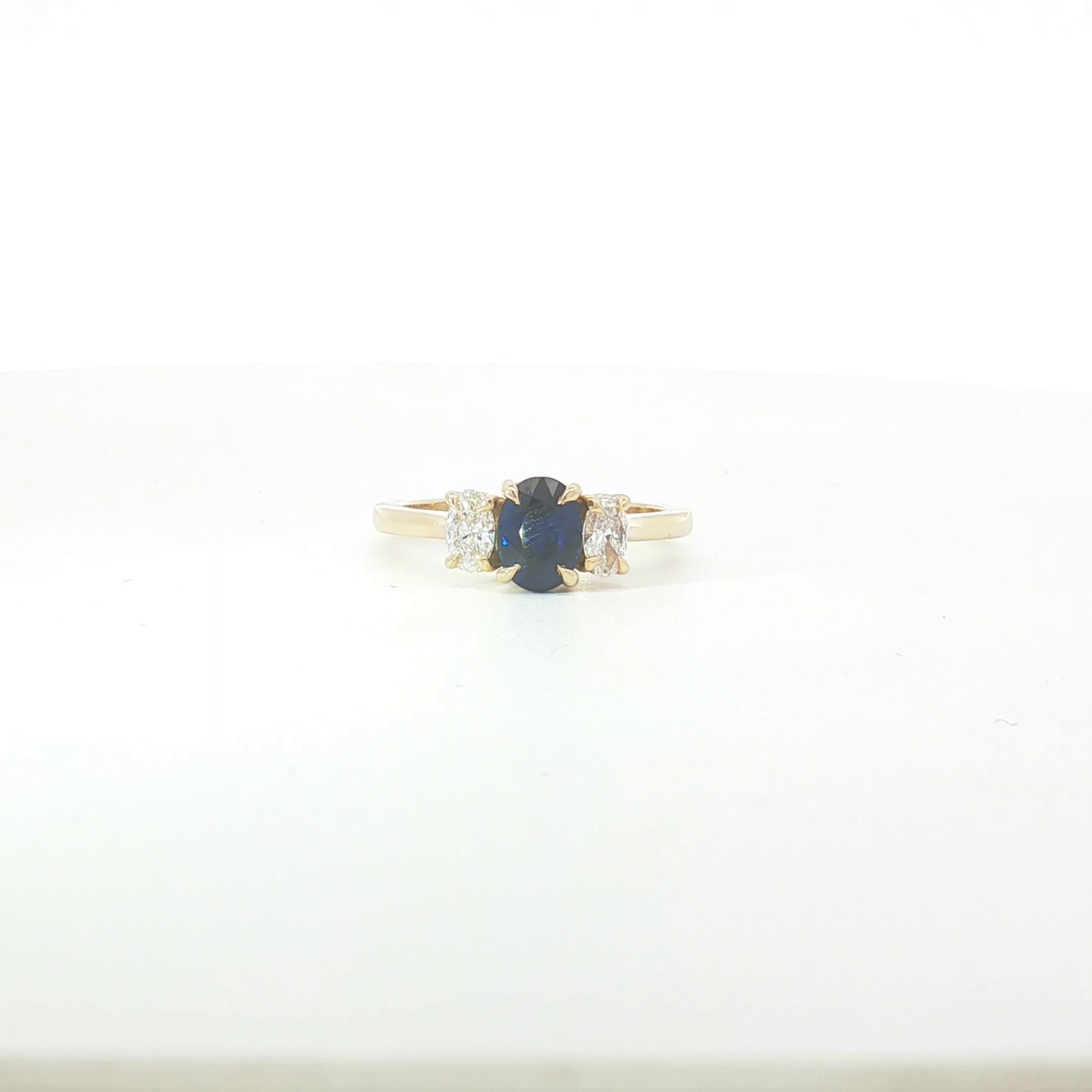 18ct YG Sapphire and Diamond Trilogy Ring