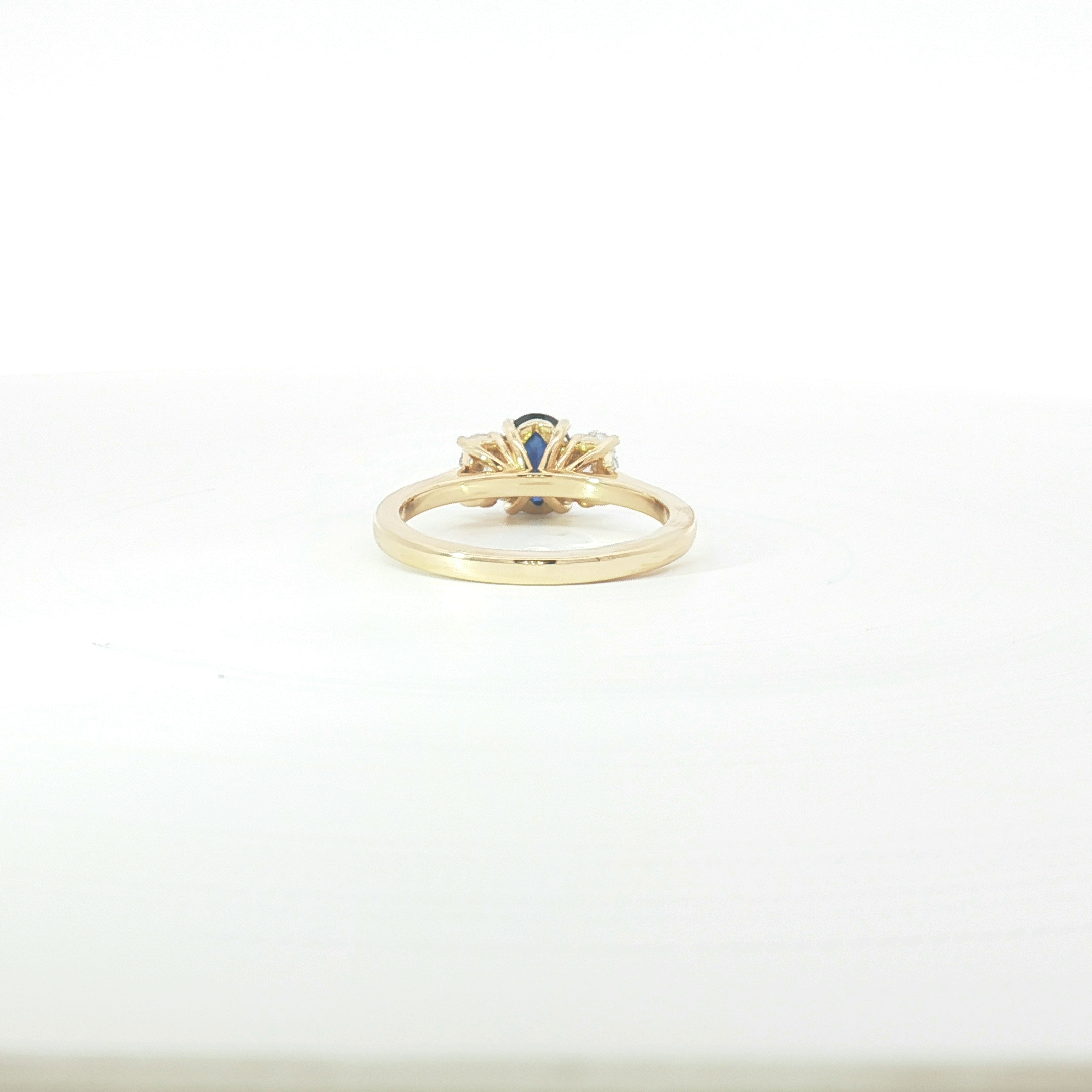 18ct YG Sapphire and Diamond Trilogy Ring