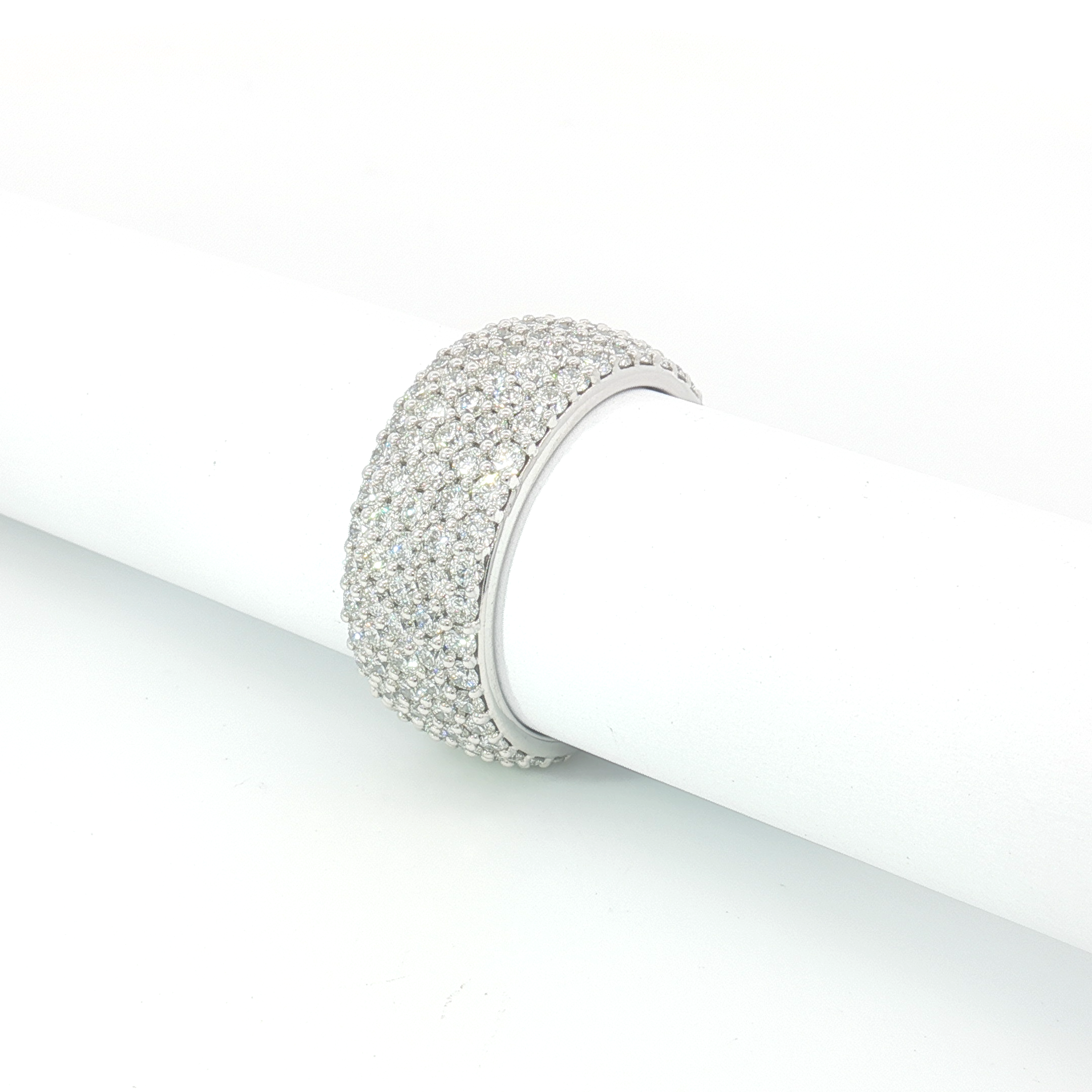 18ct WG Wide Diamond Pave Set Dress Ring