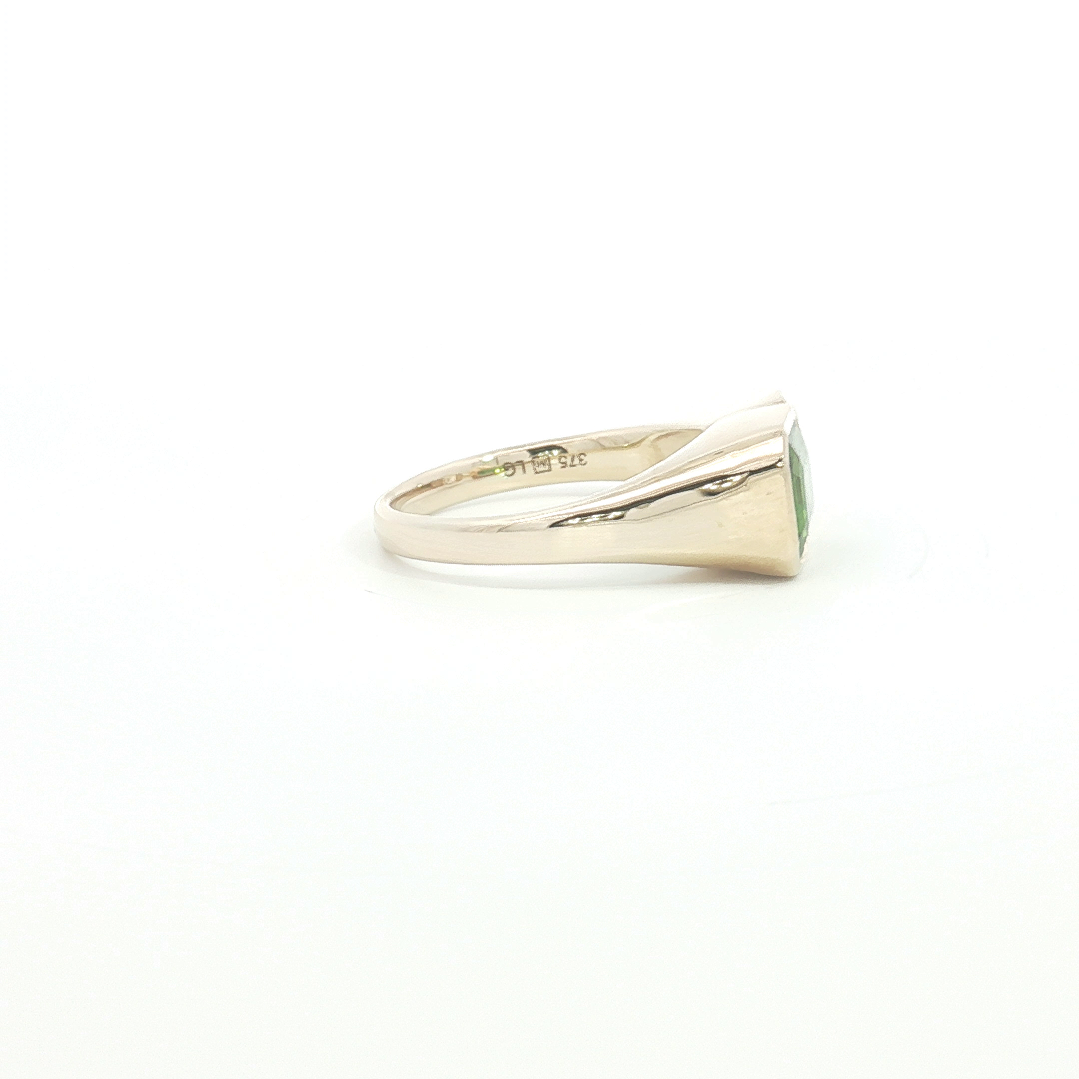 9ct YG Green Tourmaline and LG Diamond Ring