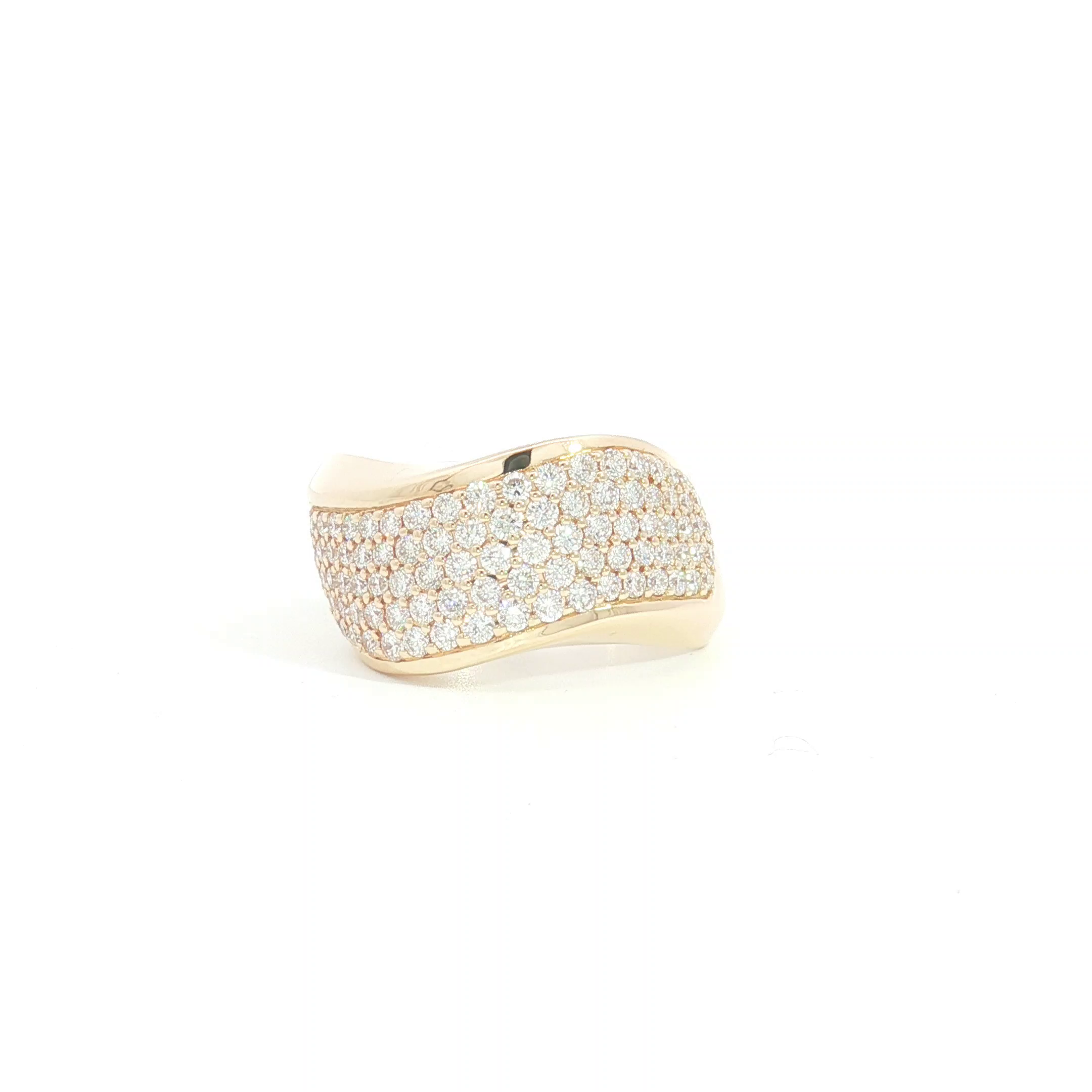 18ct RG Curved Diamond Pavé Set Dress Ring