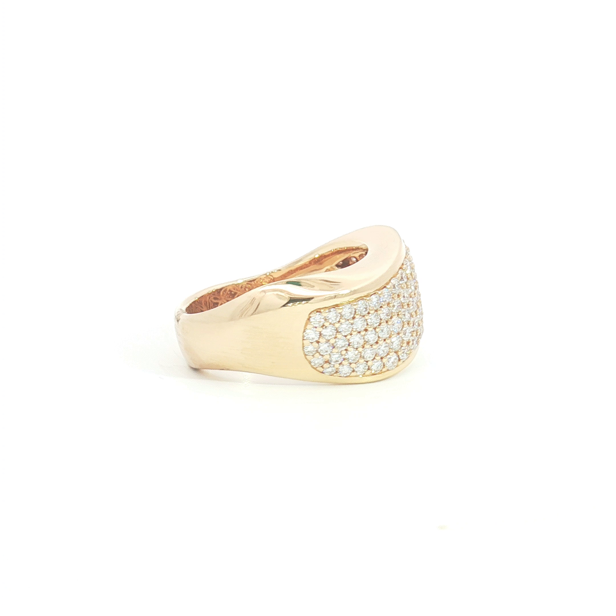 18ct RG Curved Diamond Pavé Set Dress Ring