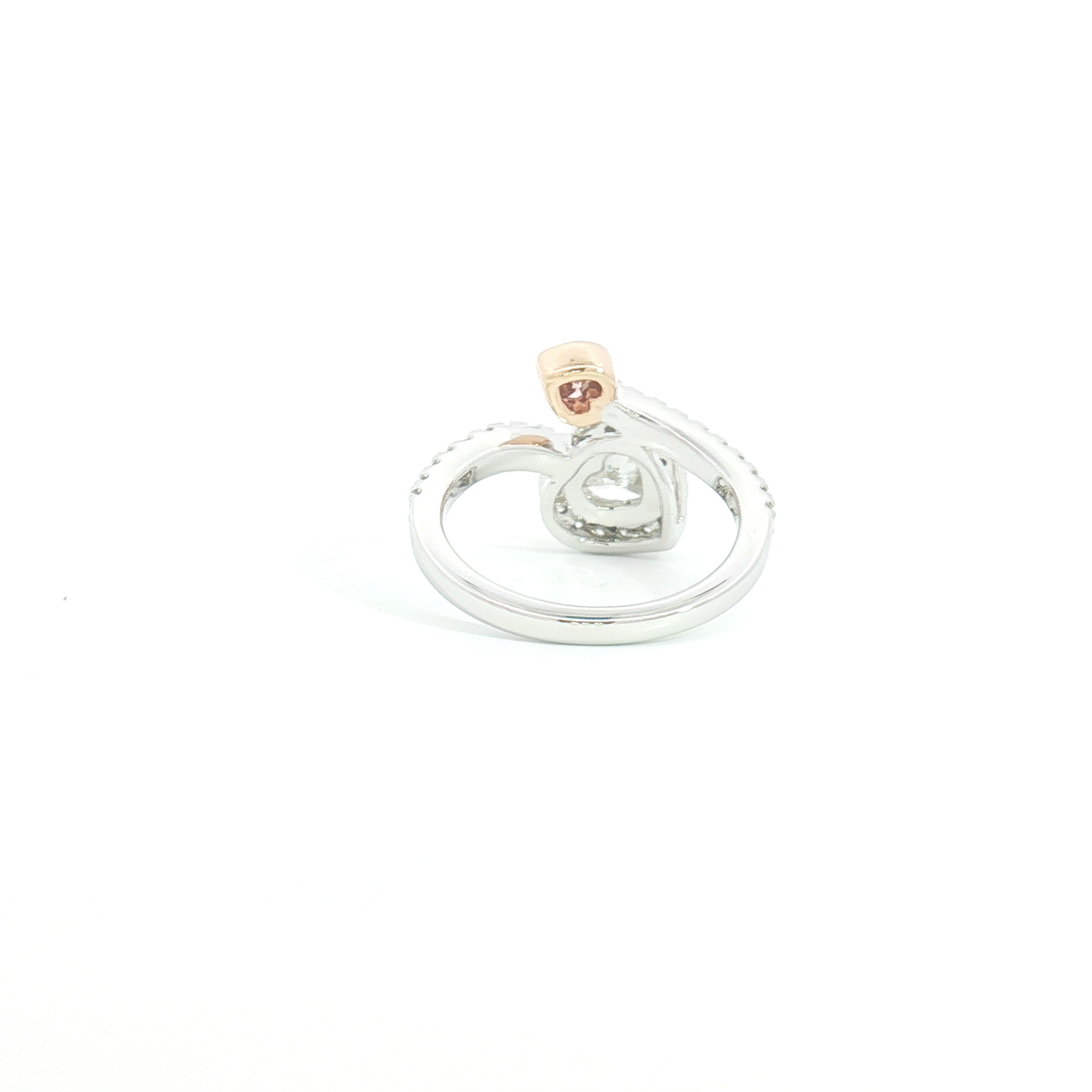 18ct 2Tone Double Heart Diamond Bypass Dress Ring