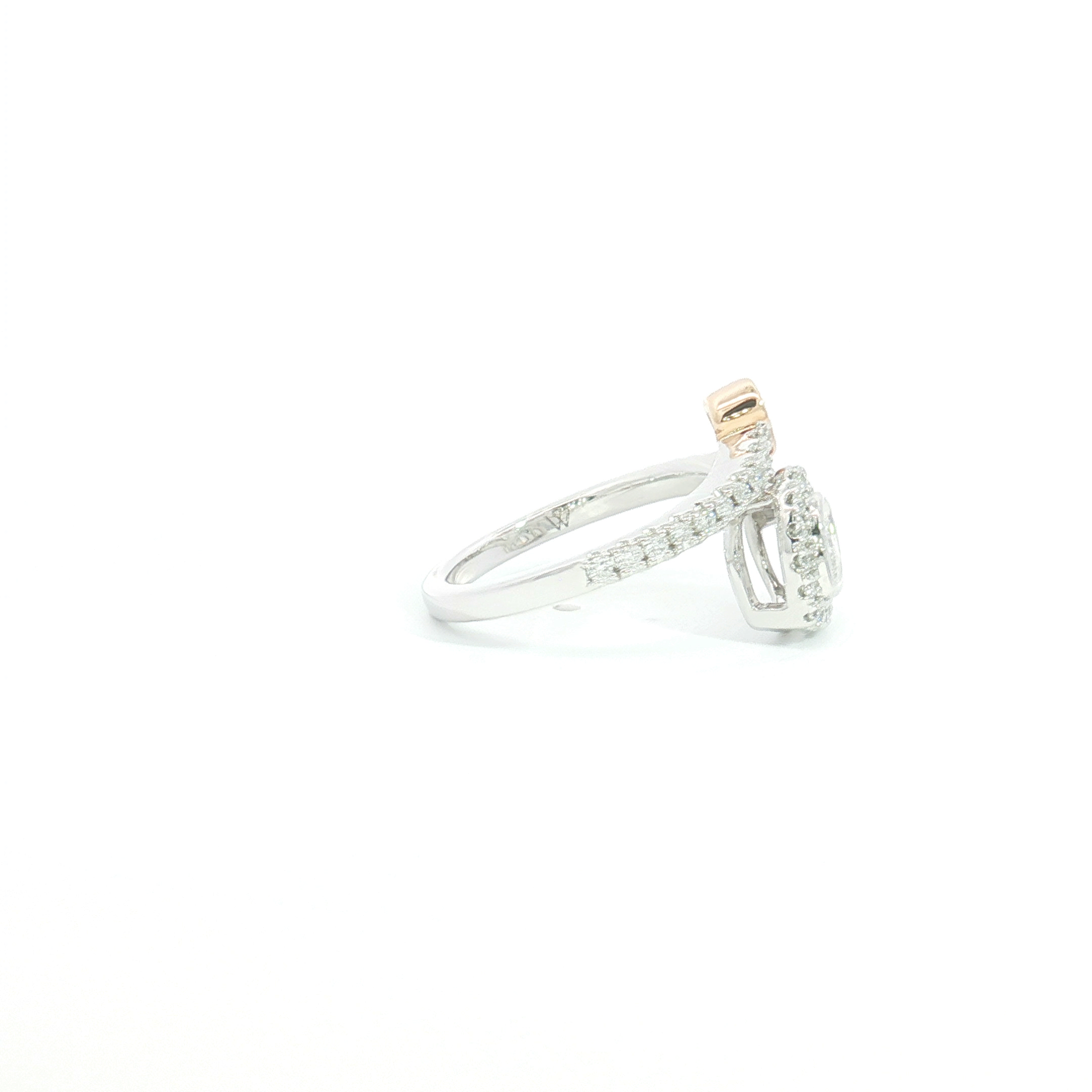 18ct 2Tone Double Heart Diamond Bypass Dress Ring