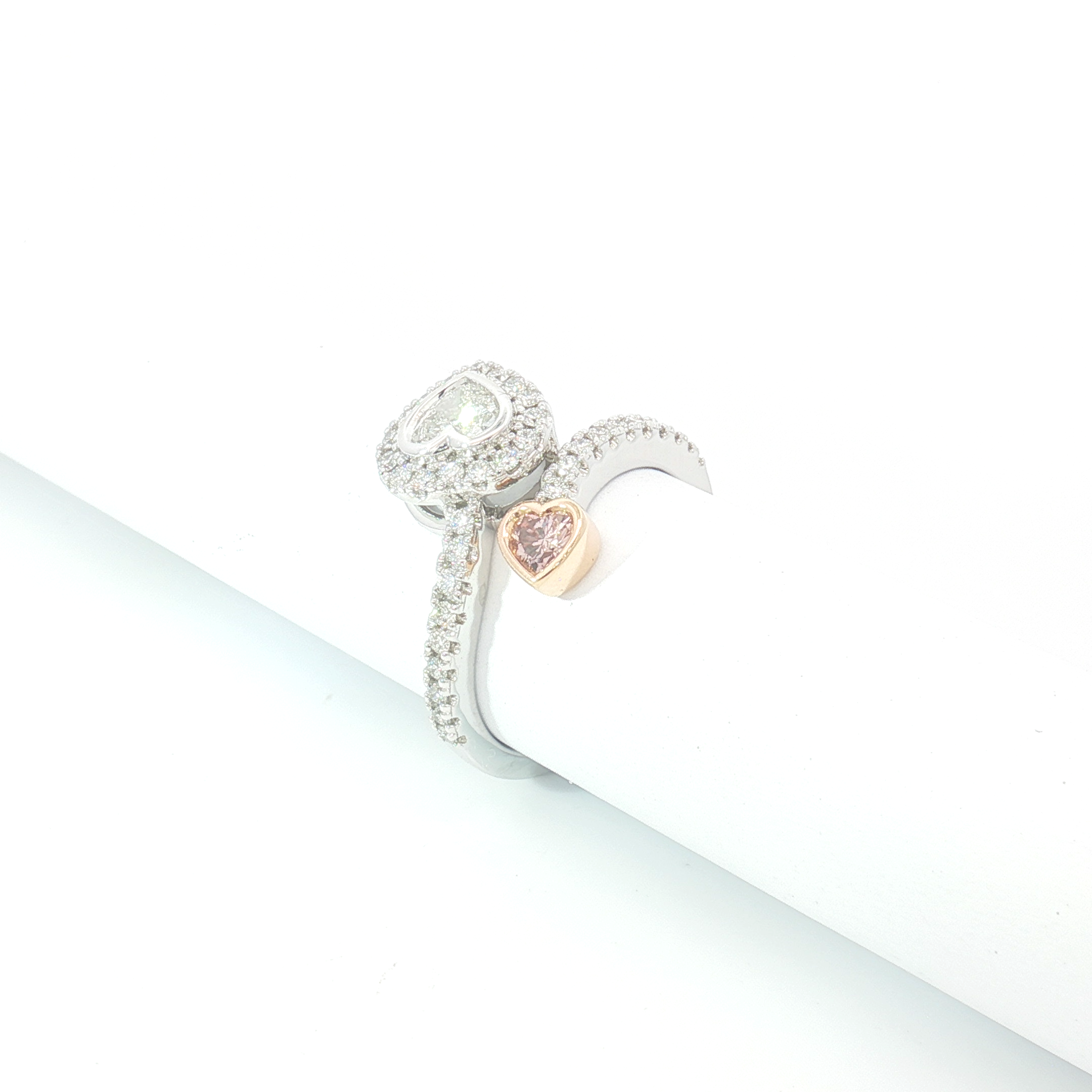 18ct 2Tone Double Heart Diamond Bypass Dress Ring