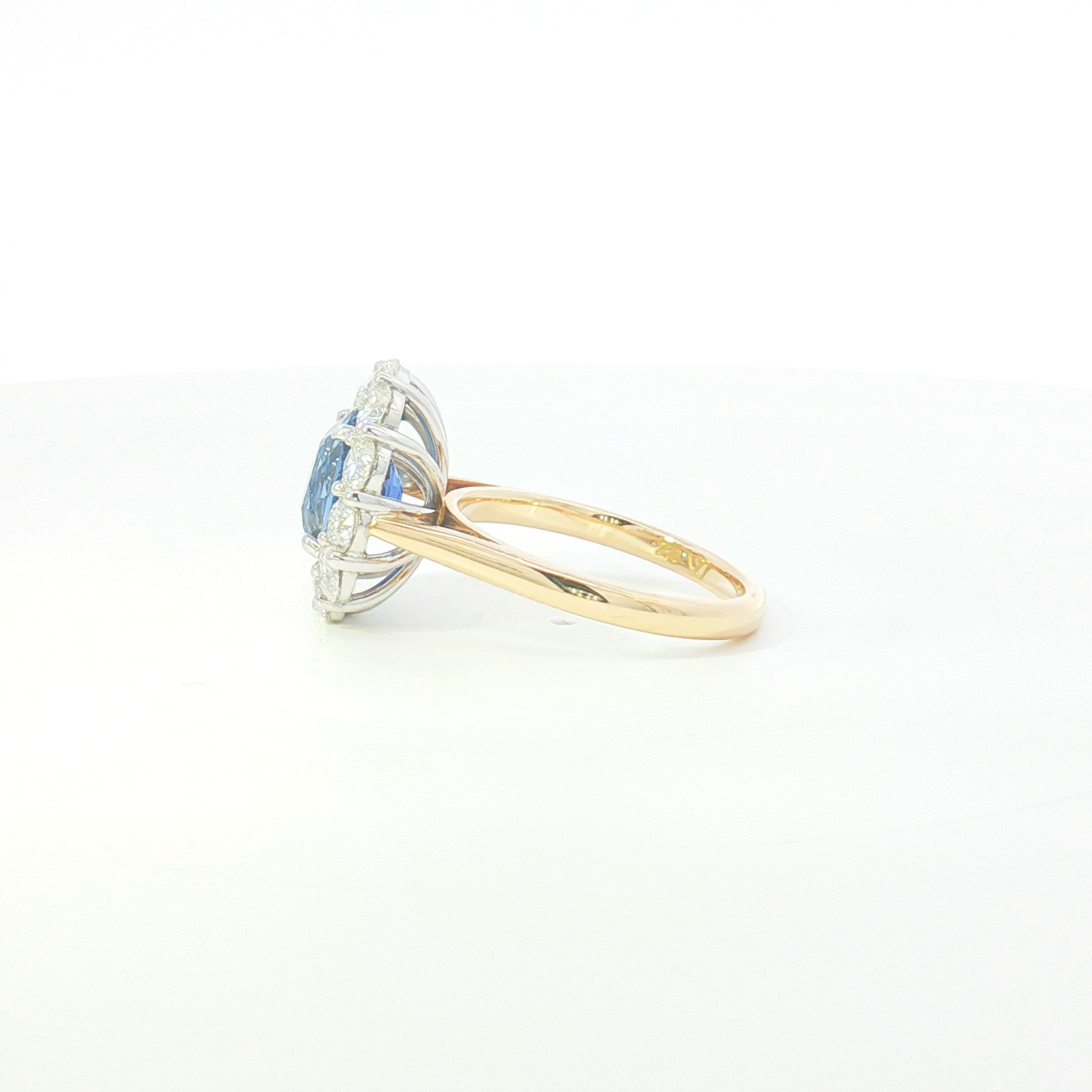 18ct 2Tone Sapphire and Diamond Halo Cluster Ring