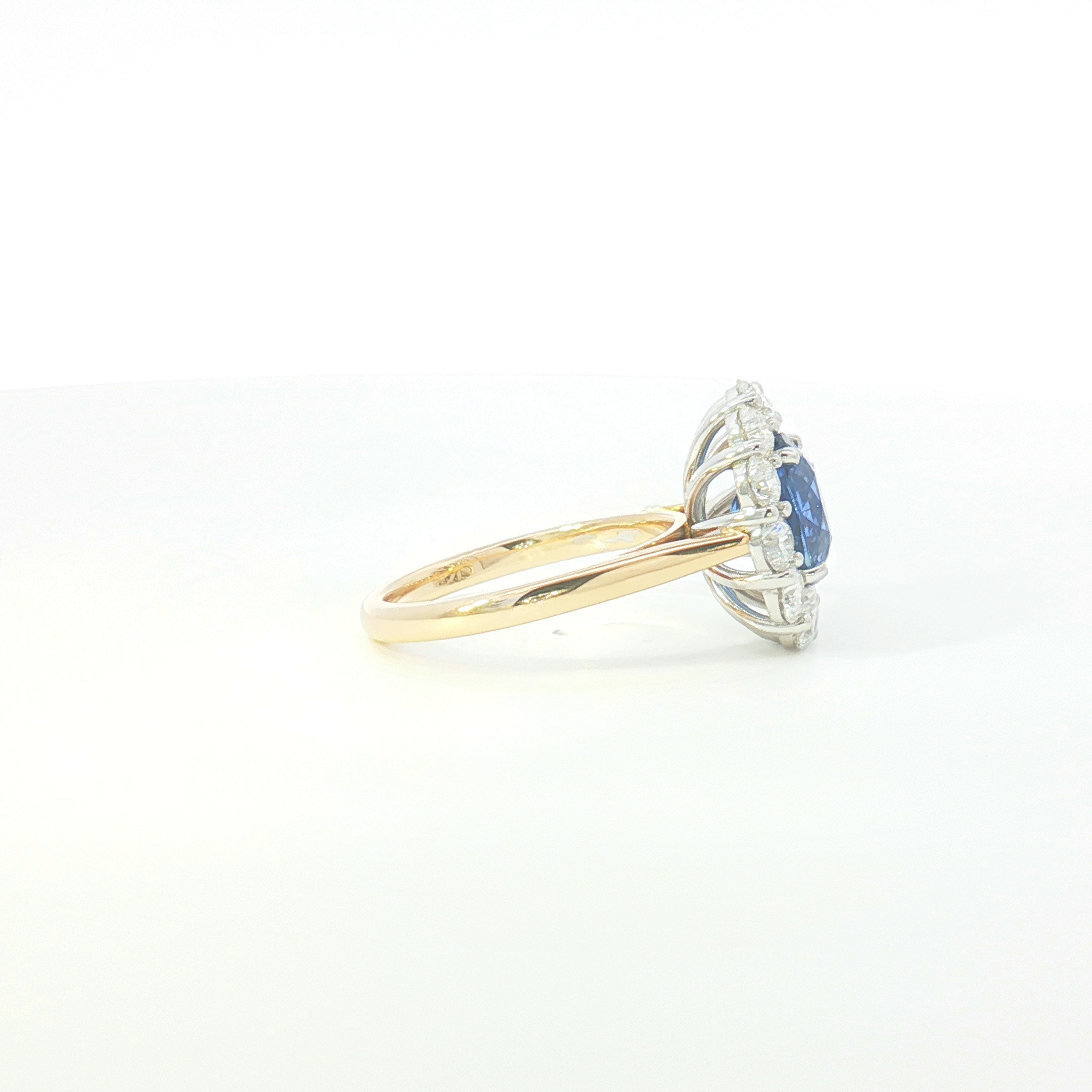 18ct 2Tone Sapphire and Diamond Halo Cluster Ring