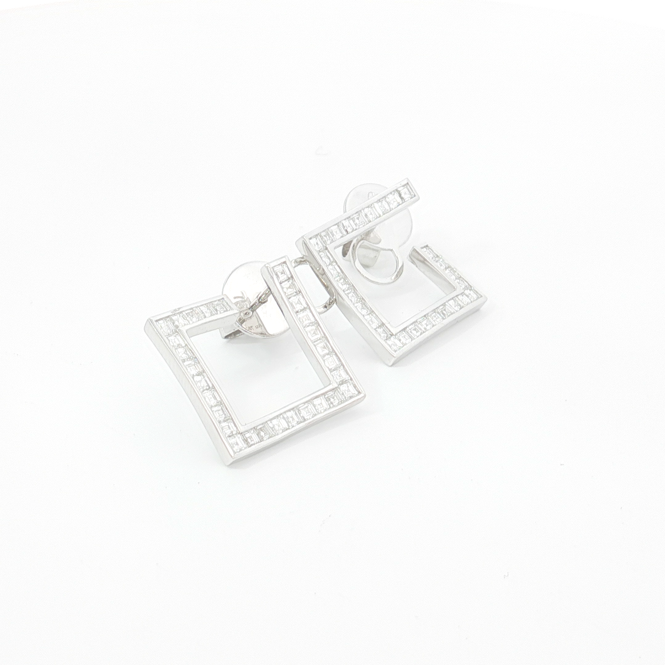 18ct WG Open Square Diamond Stud Earrings