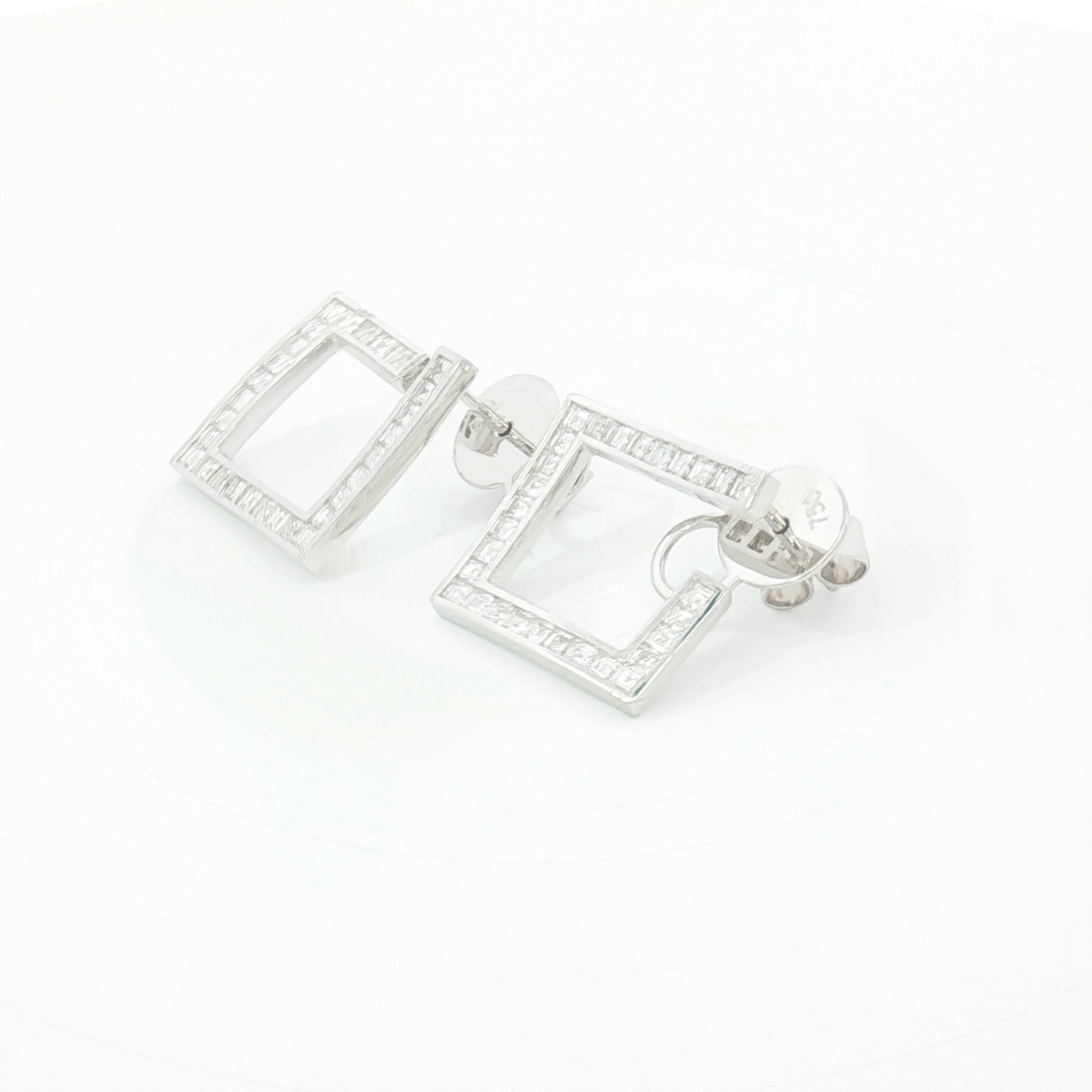 18ct WG Open Square Diamond Stud Earrings
