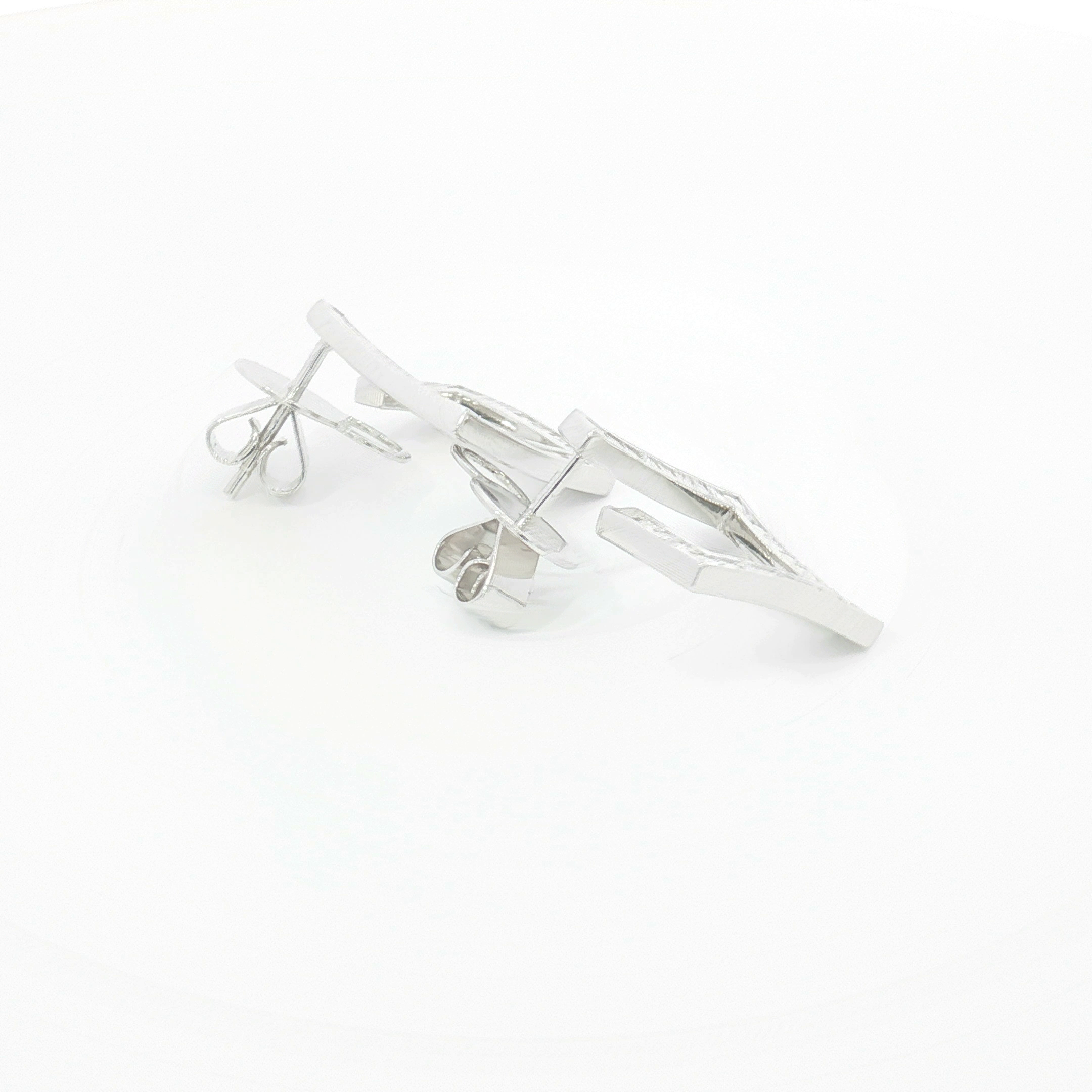 18ct WG Open Square Diamond Stud Earrings