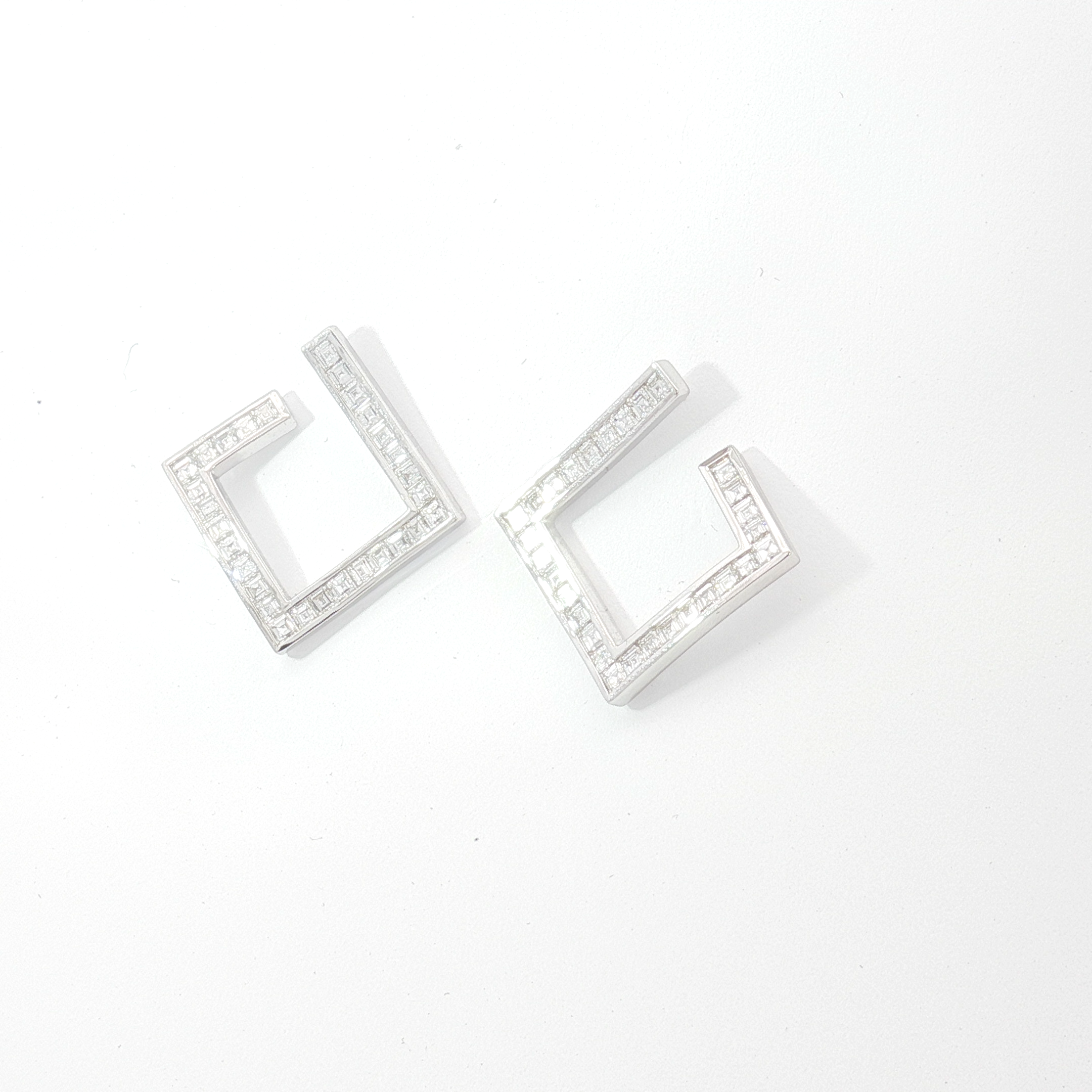 18ct WG Open Square Diamond Stud Earrings