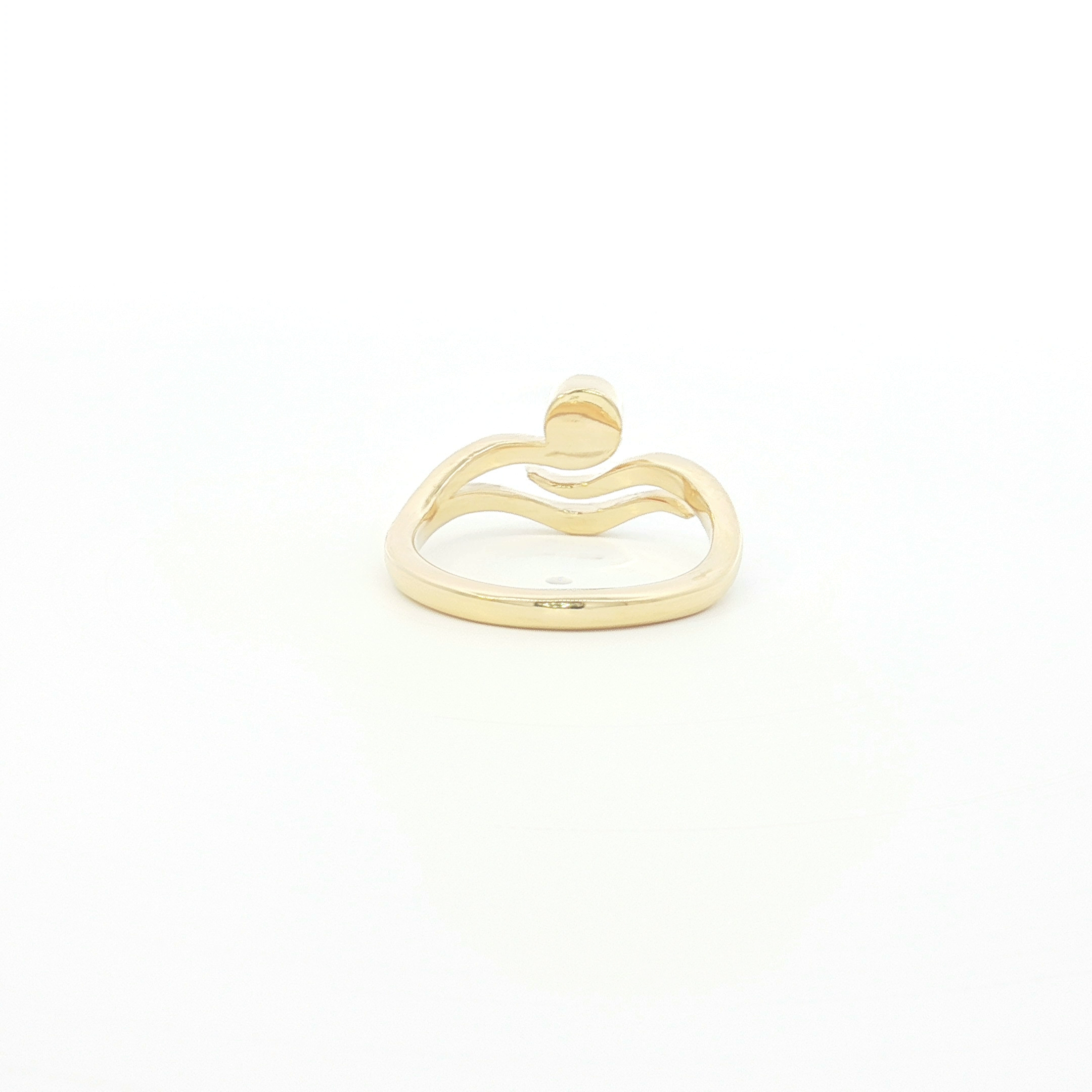 18ct YG Wavy Bezel-Set Diamond Solitaire Ring