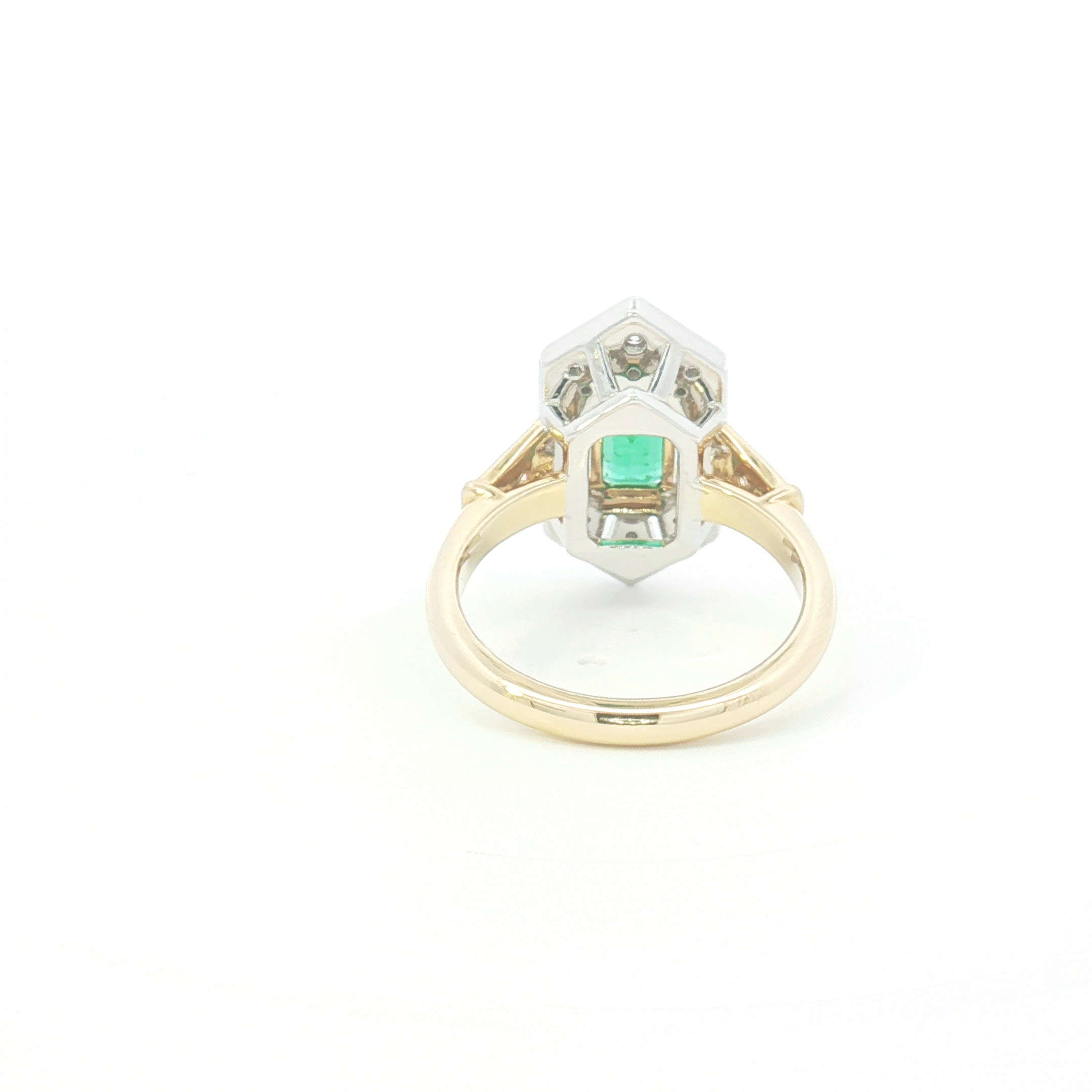 18ct 2Tone Art Deco Style Emerald Cocktail Ring