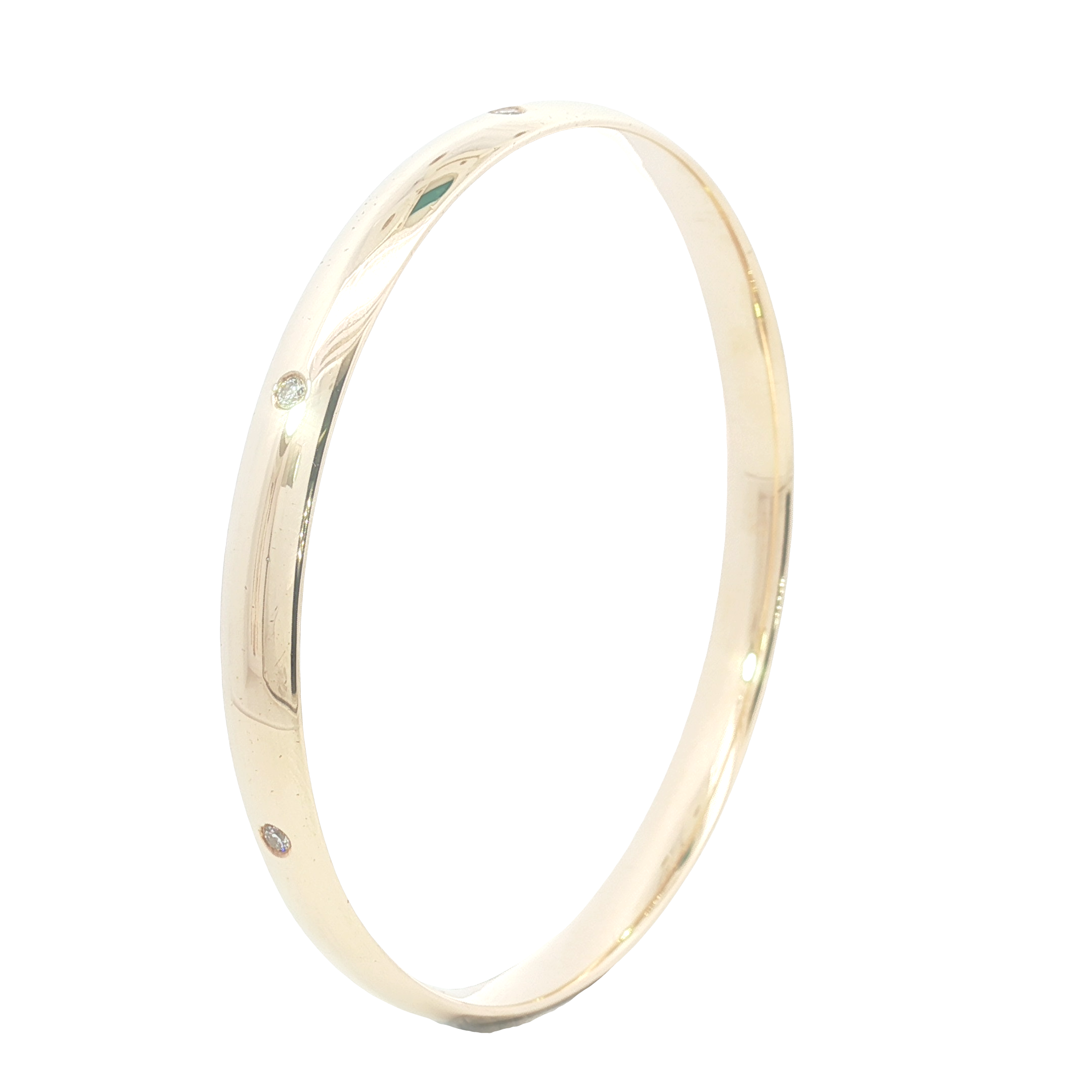 9ct YG Pressure Set Diamond Bangle