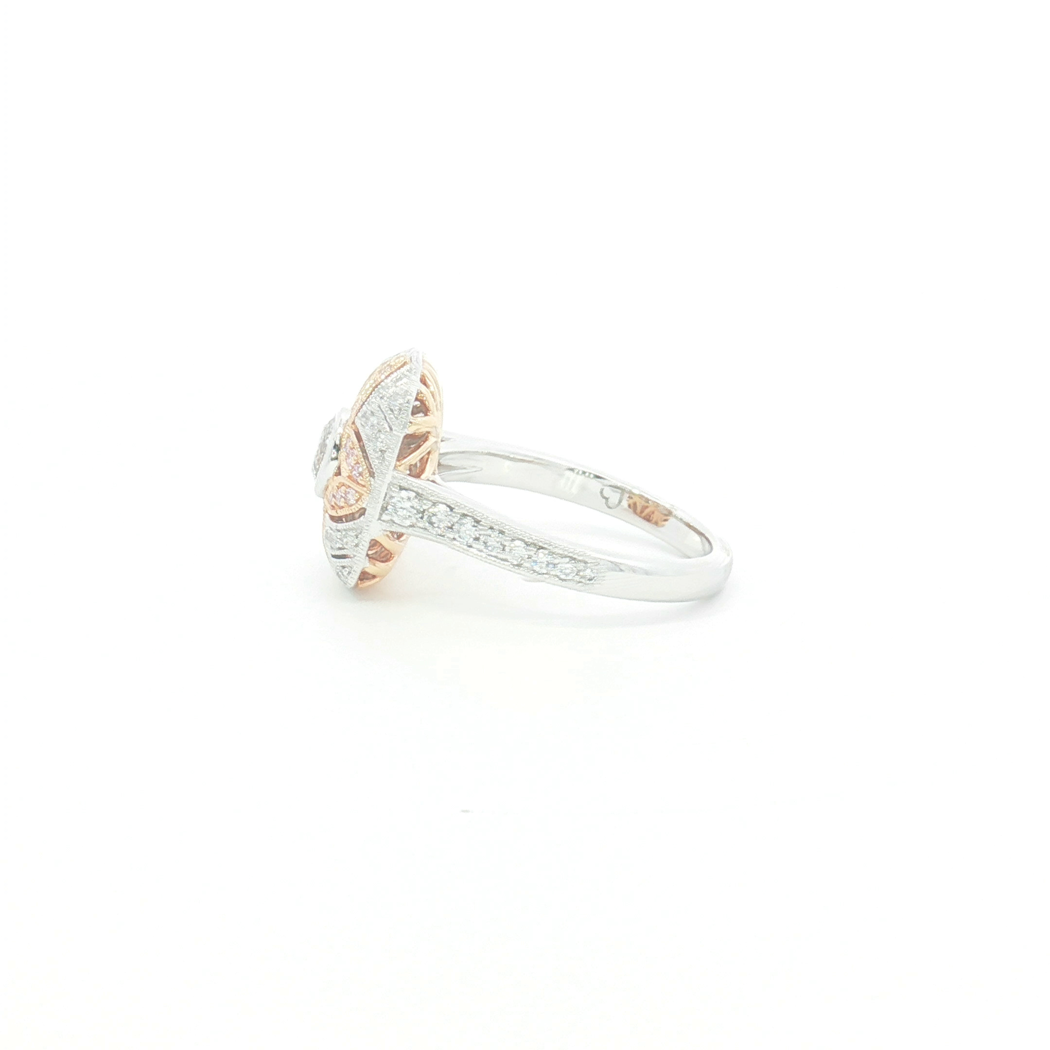 18ct 2Tone Pink and White Diamond Floral Cocktail Ring