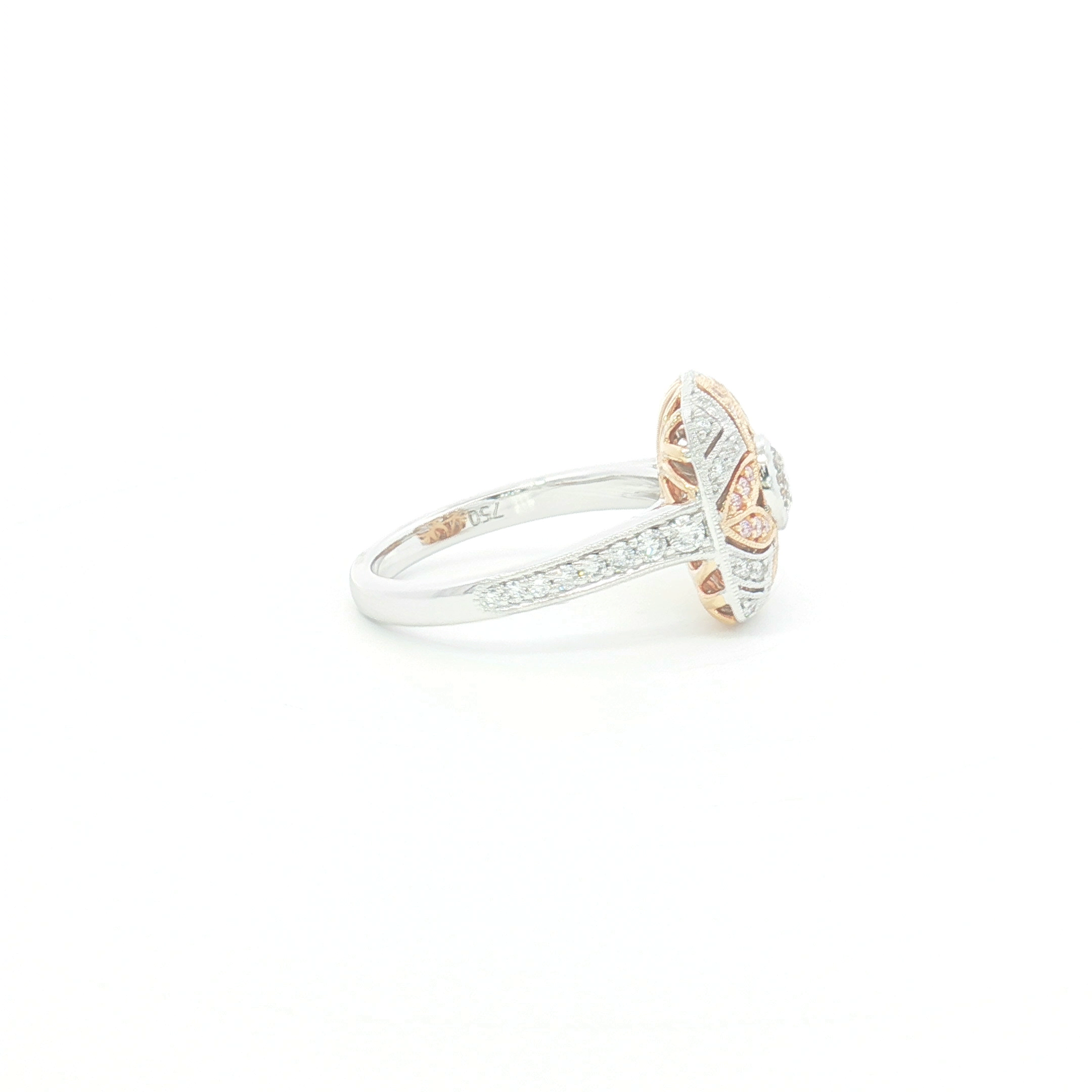 18ct 2Tone Pink and White Diamond Floral Cocktail Ring