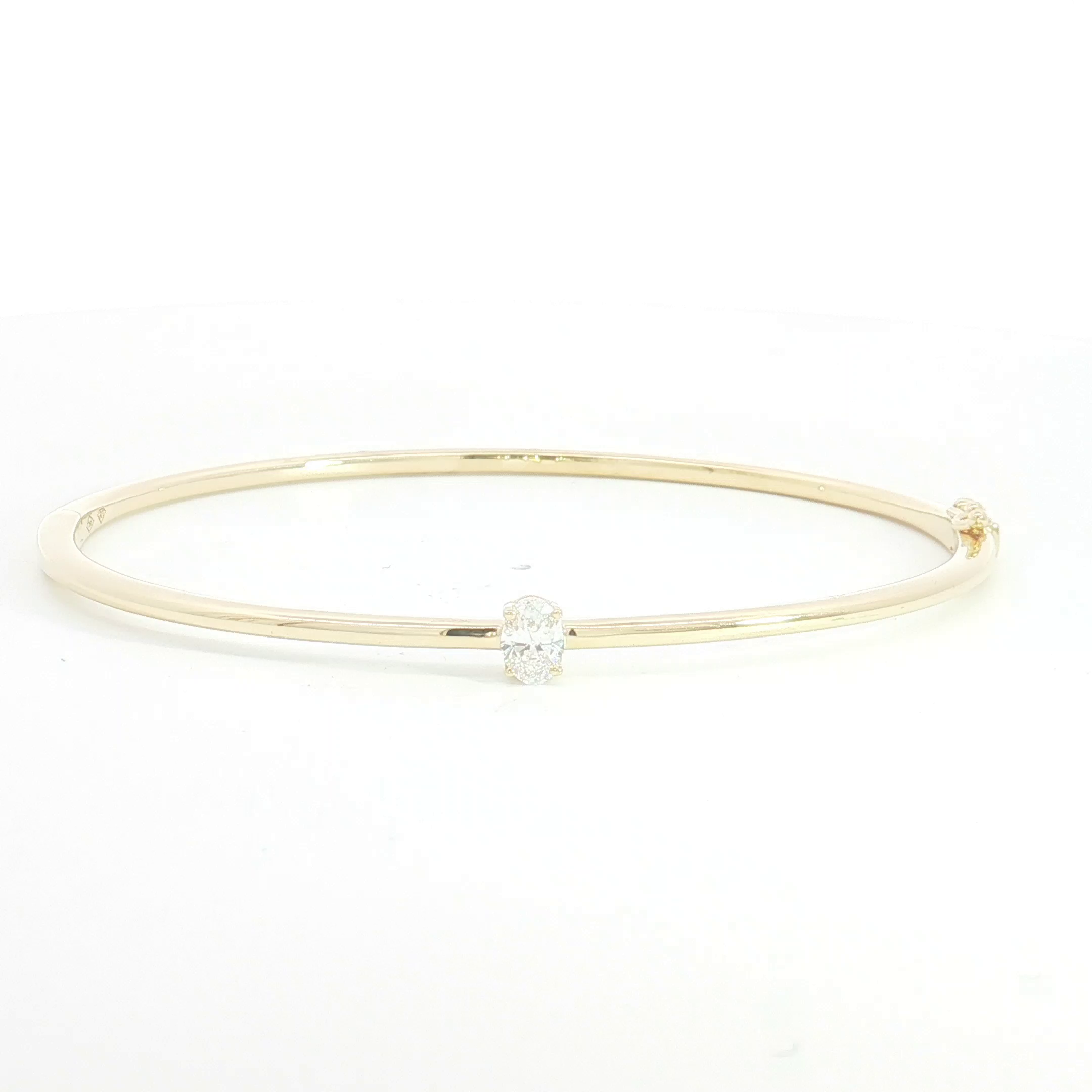 18ct YG Oval Cut Diamond Solitaire Bangle