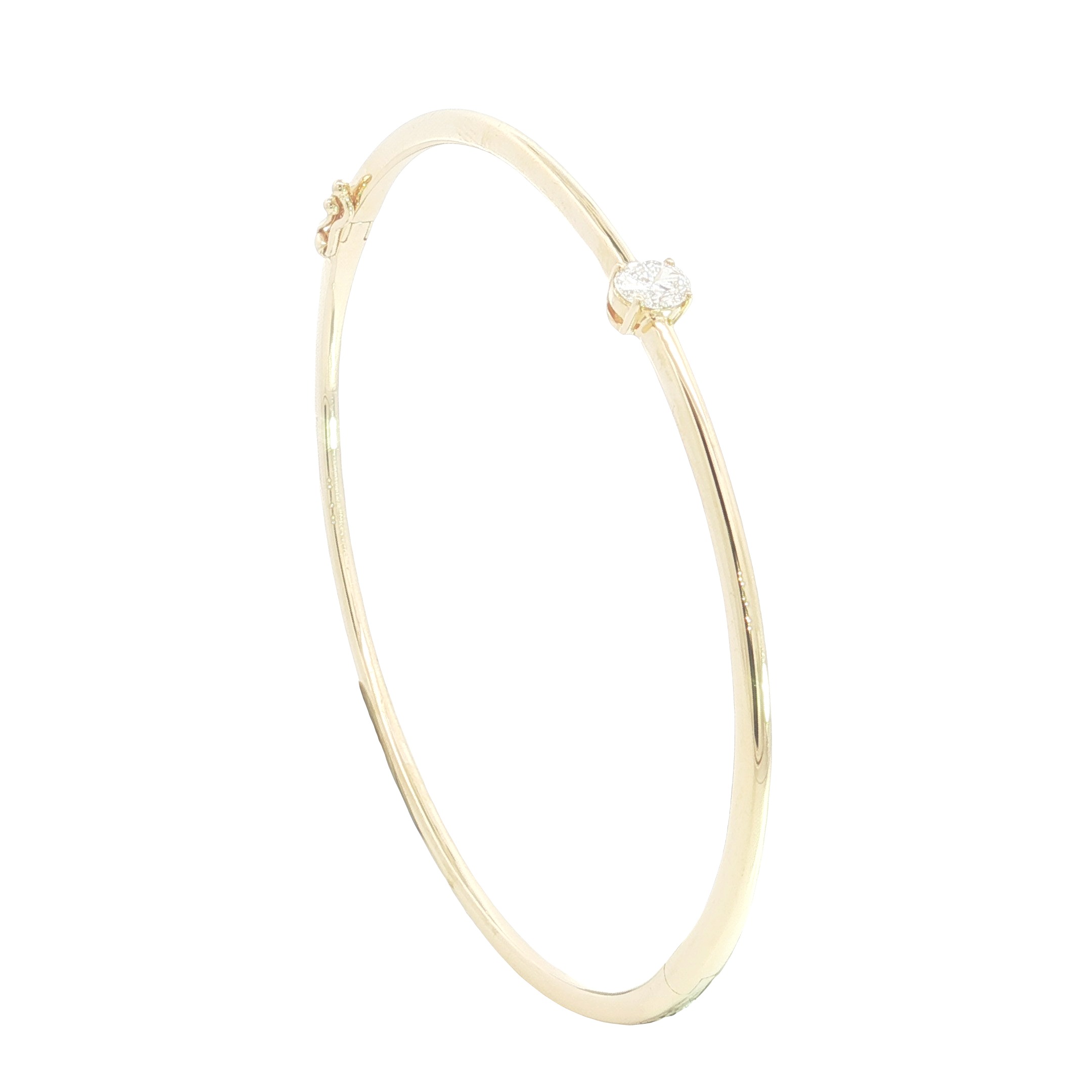 18ct YG Oval Cut Diamond Solitaire Bangle