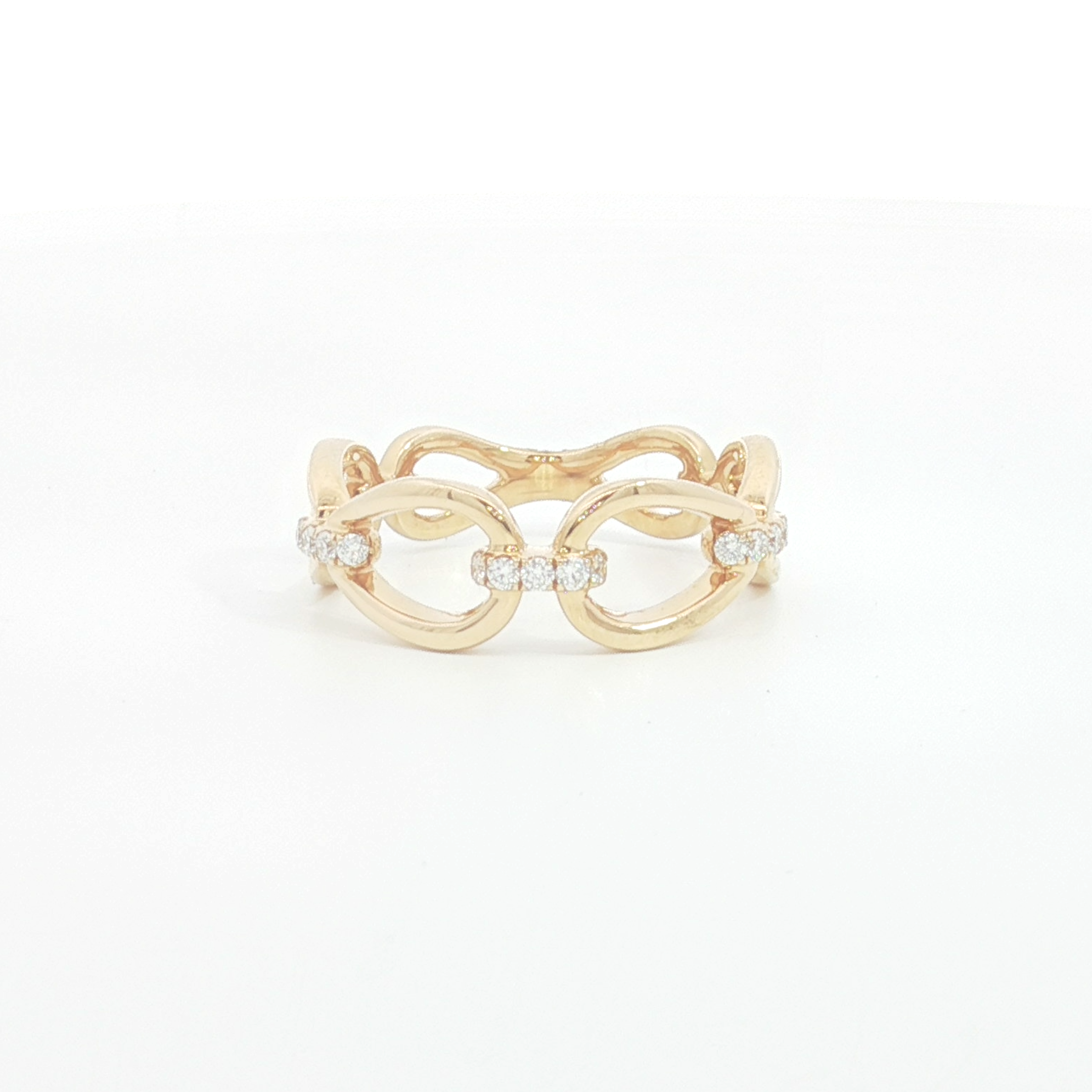 18ct YG Diamond Set Accent Chain Link Band Ring