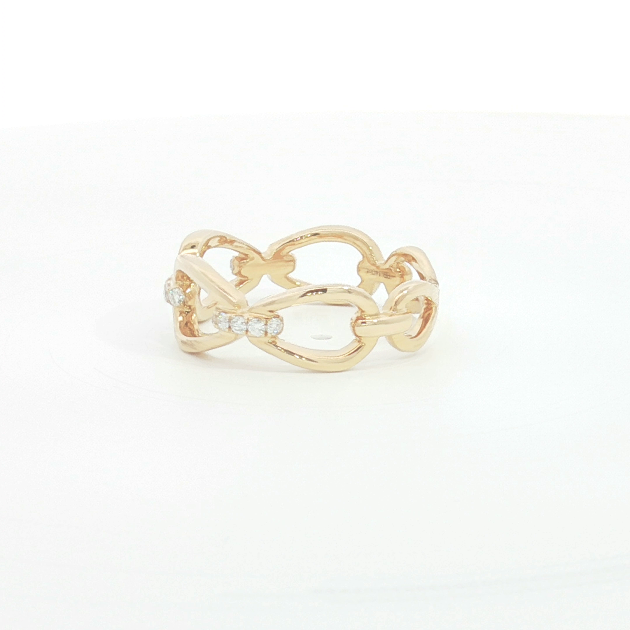 18ct YG Diamond Set Accent Chain Link Band Ring