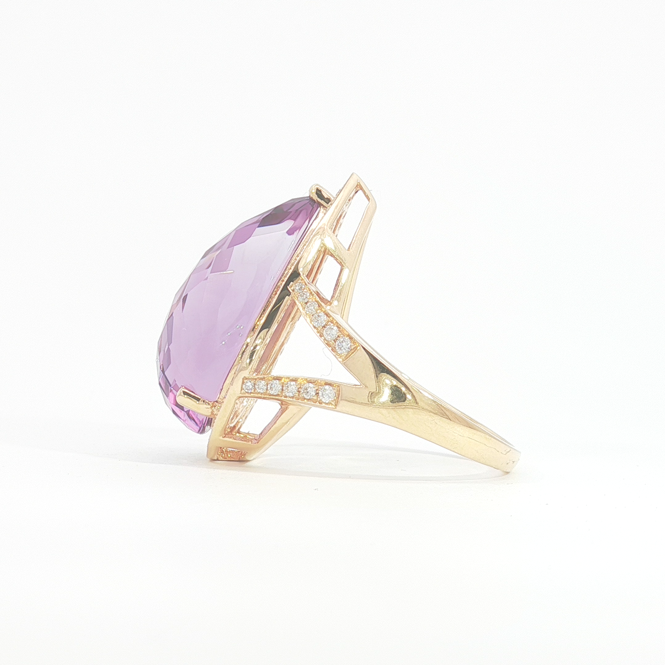 18ct RG Pear-Cut Amethyst Halo Cocktail Ring