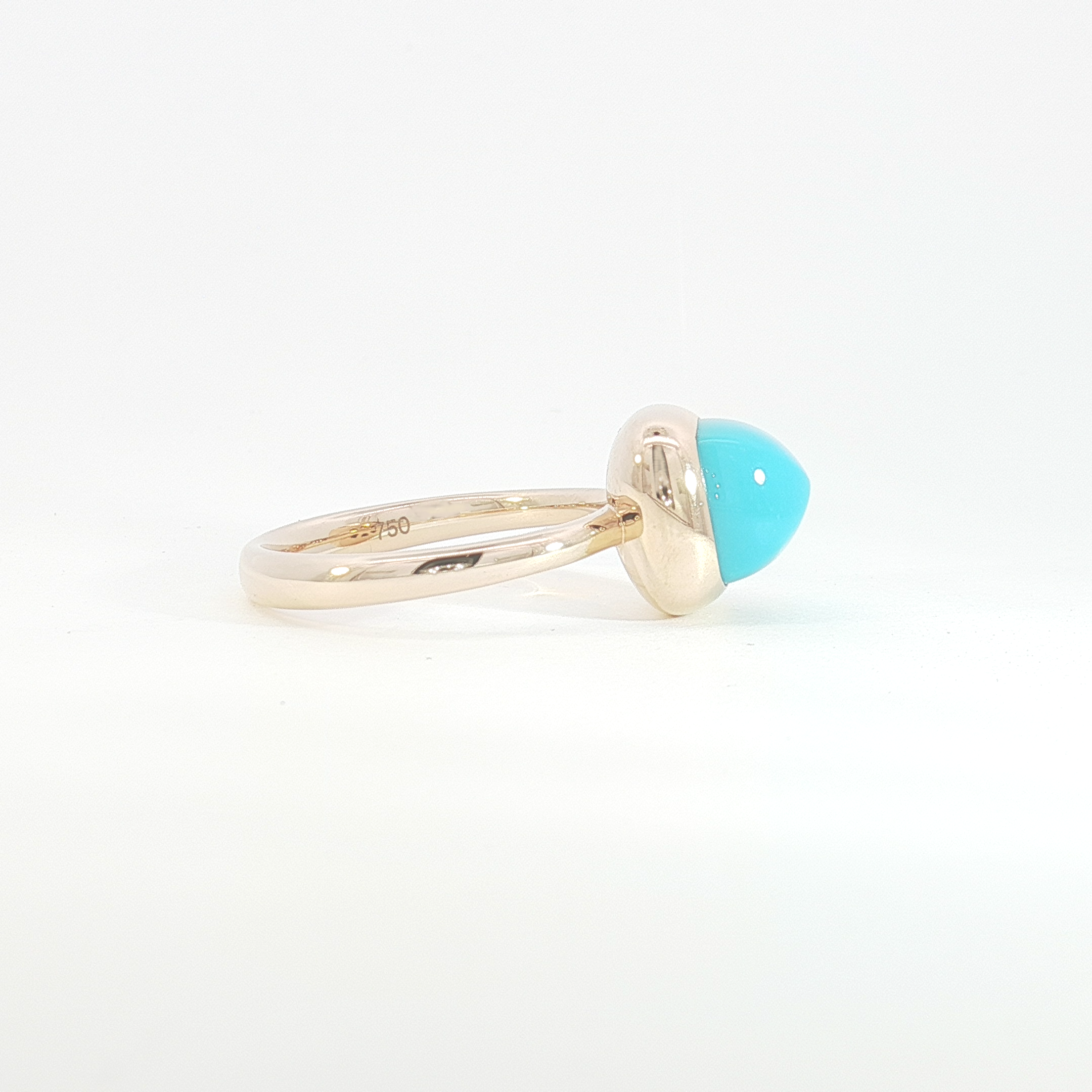 18ct RG Turquoise High-Dome Cabochon Dress Ring