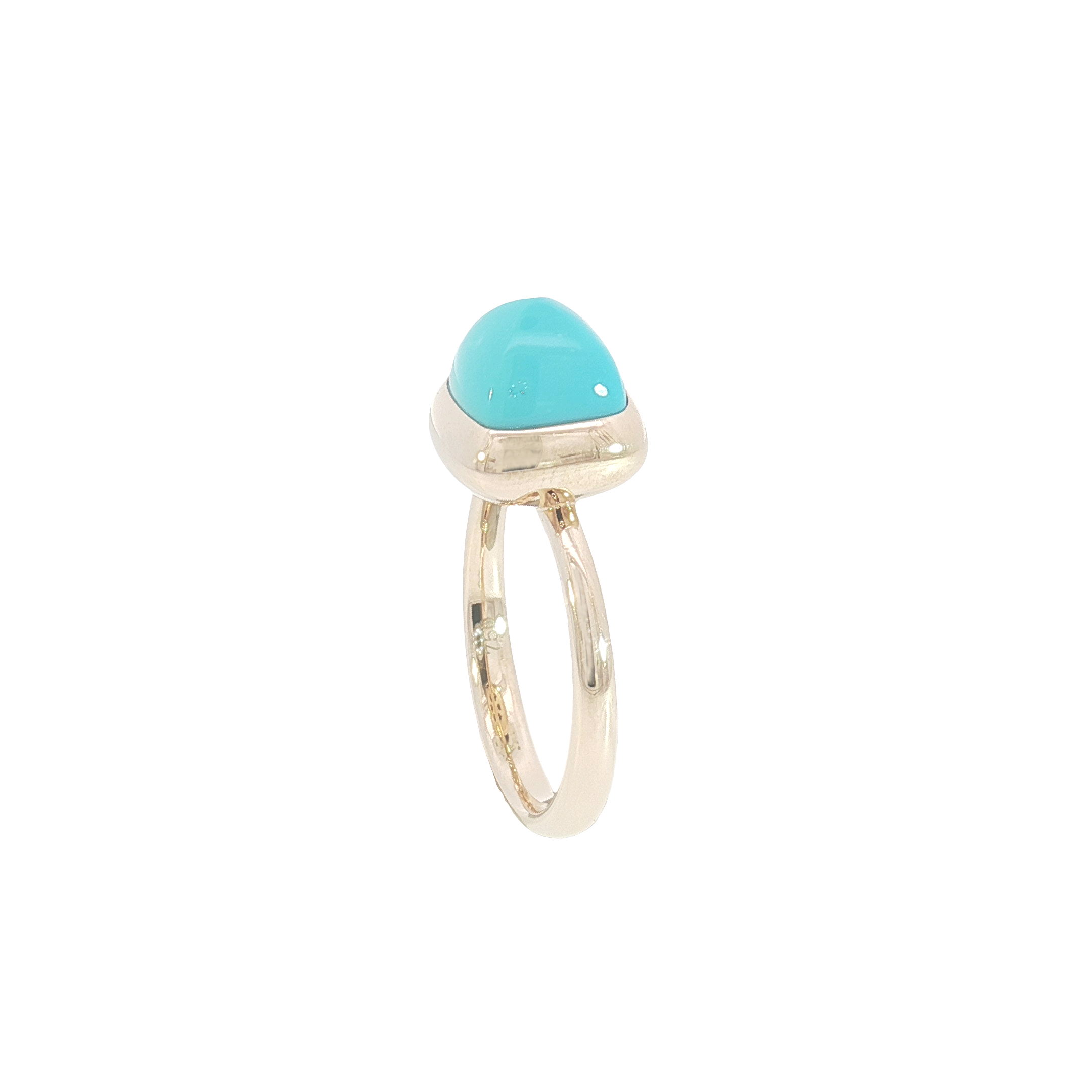 18ct RG Turquoise High-Dome Cabochon Dress Ring