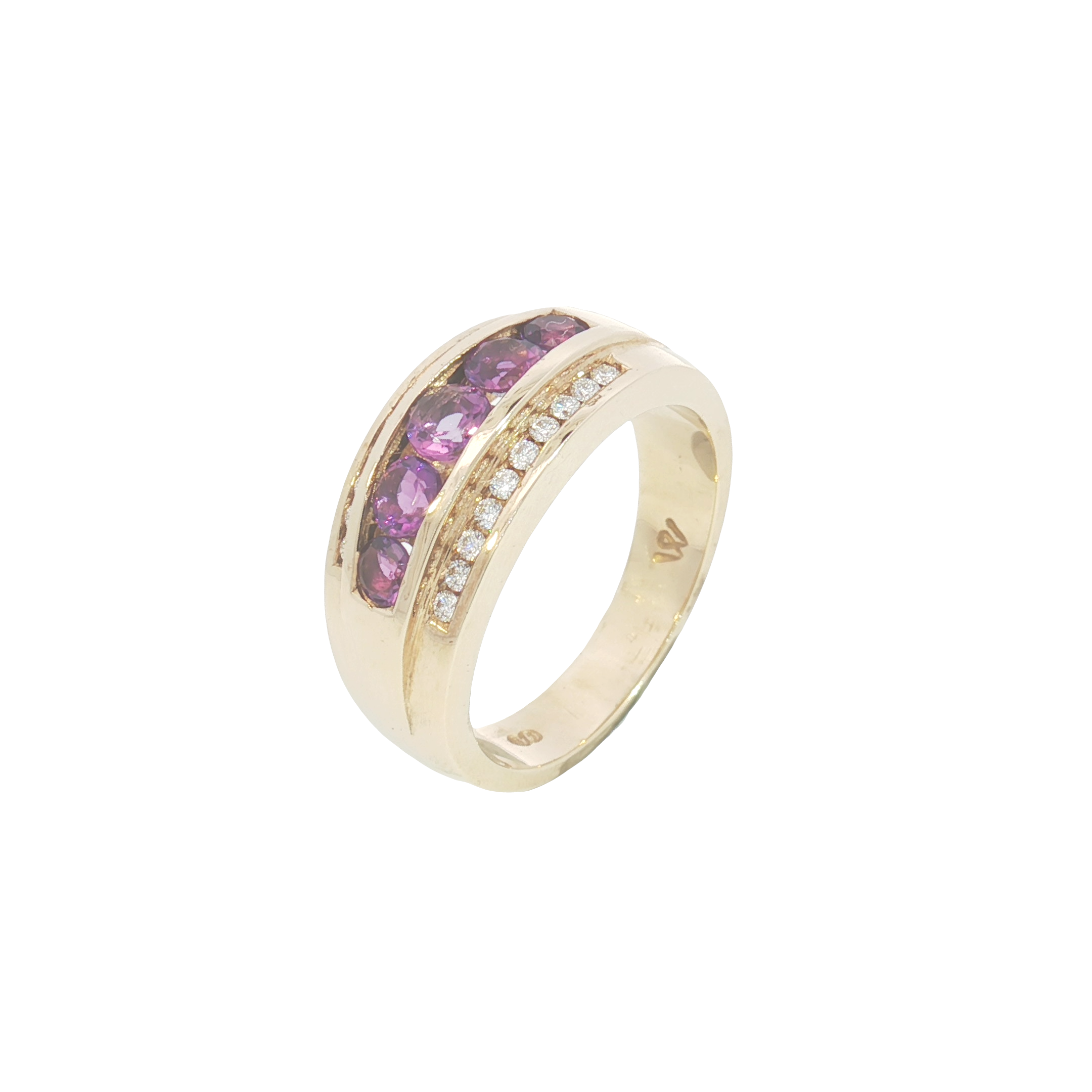 9ct YG Amethyst and Diamond Channel-Set Dress Ring