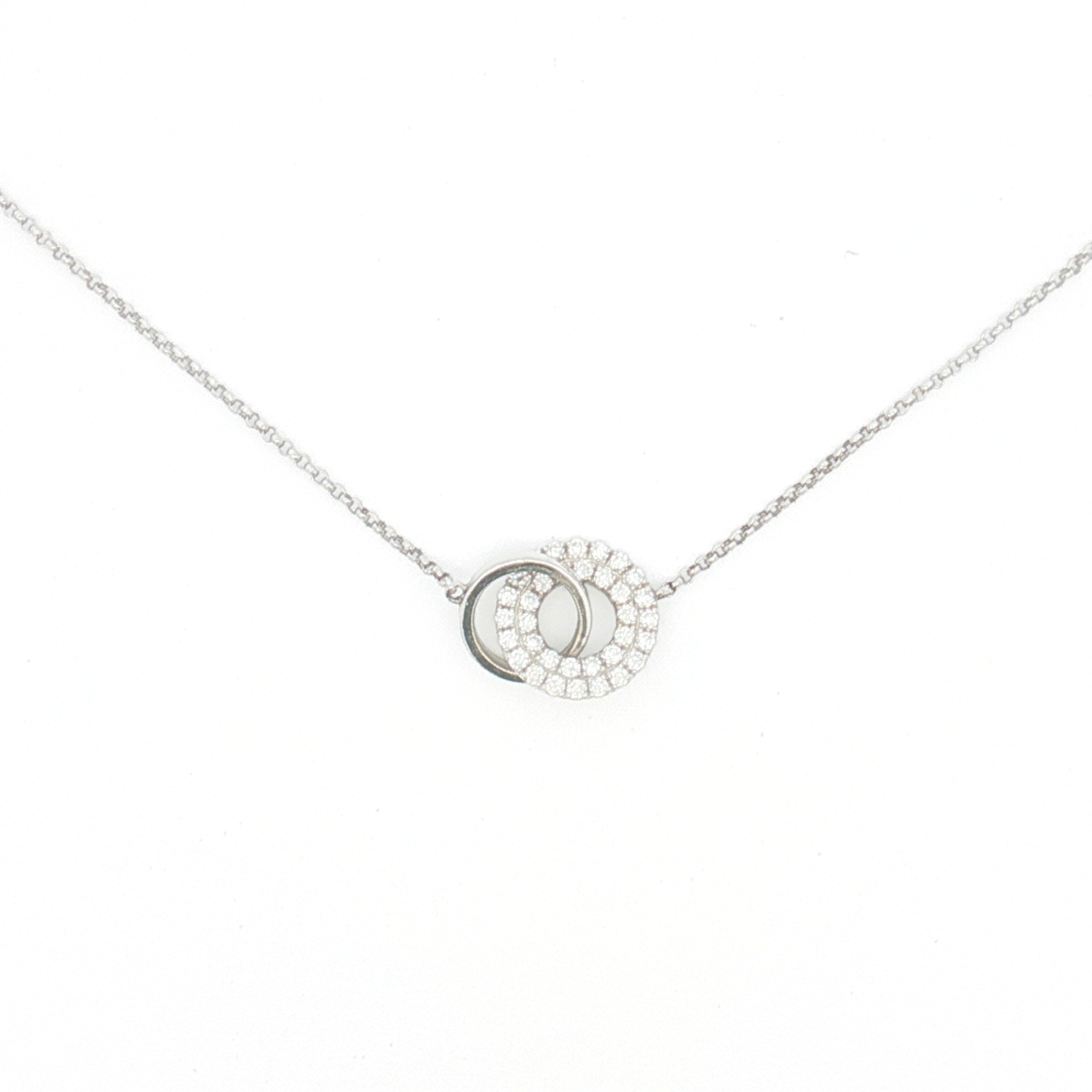 18ct WG Diamond Interlocking Circle Necklace