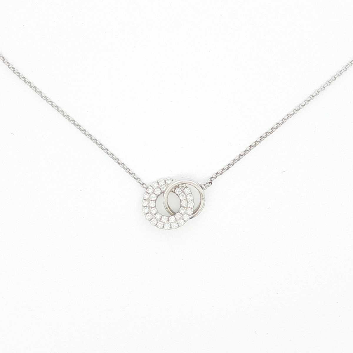 18ct WG Diamond Interlocking Circle Necklace