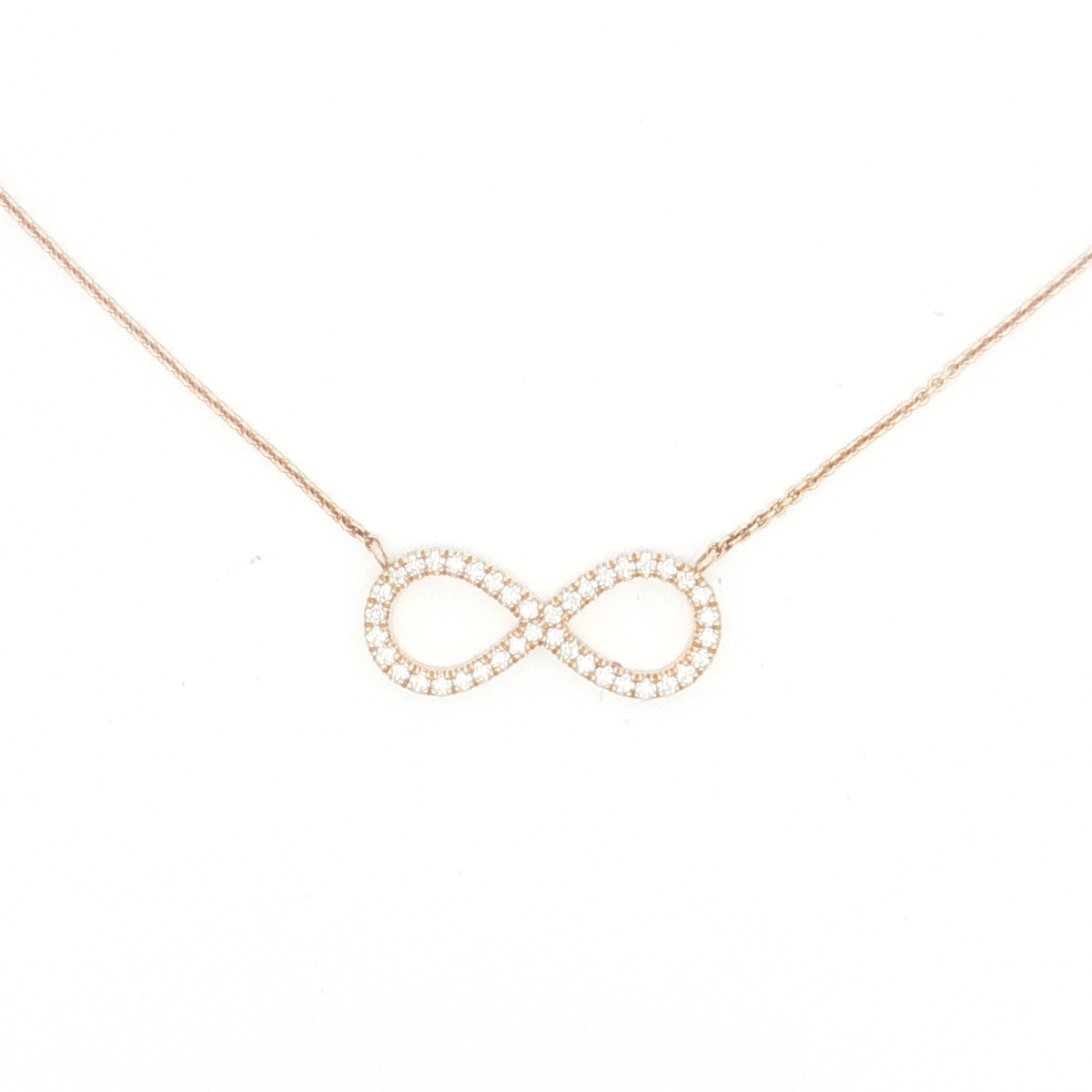 Diamond Infinity Pendant Chain Necklace in Rose Gold