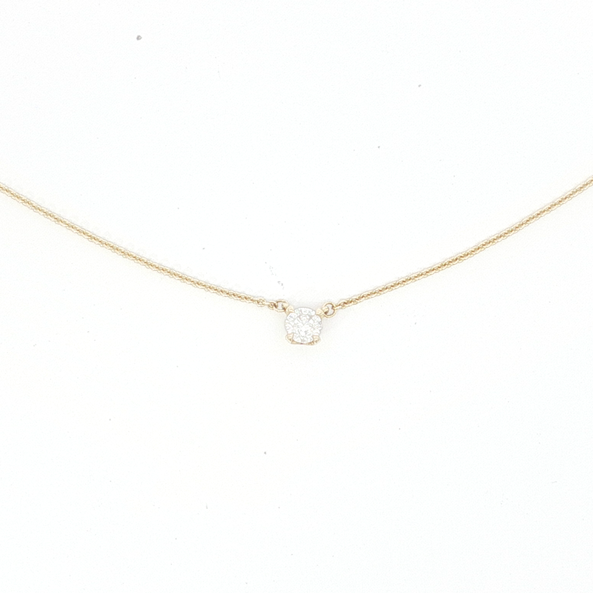 18ct YG Solitaire Diamond Necklace