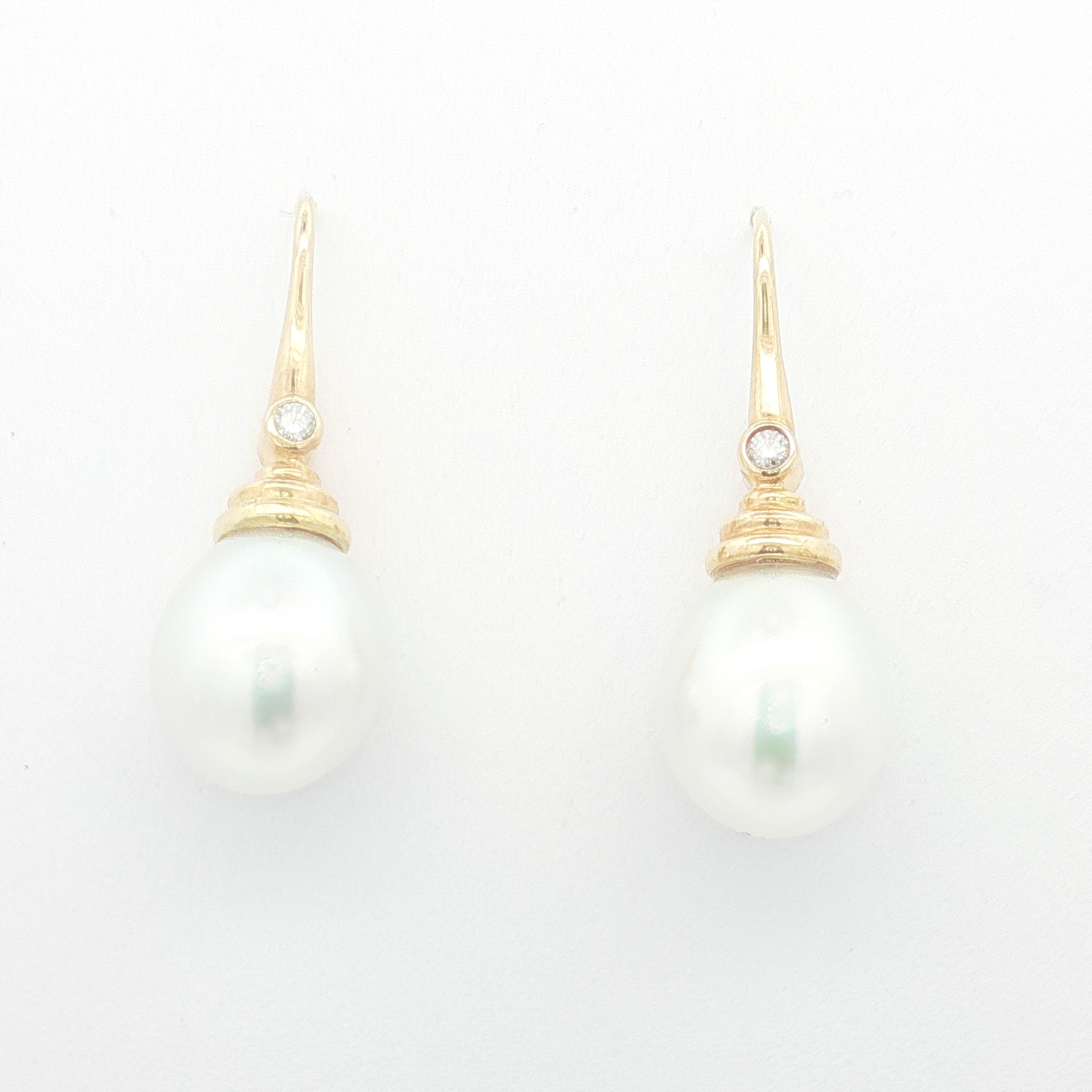 Autore 18ct YG Pearl and Diamond Drop Earrings