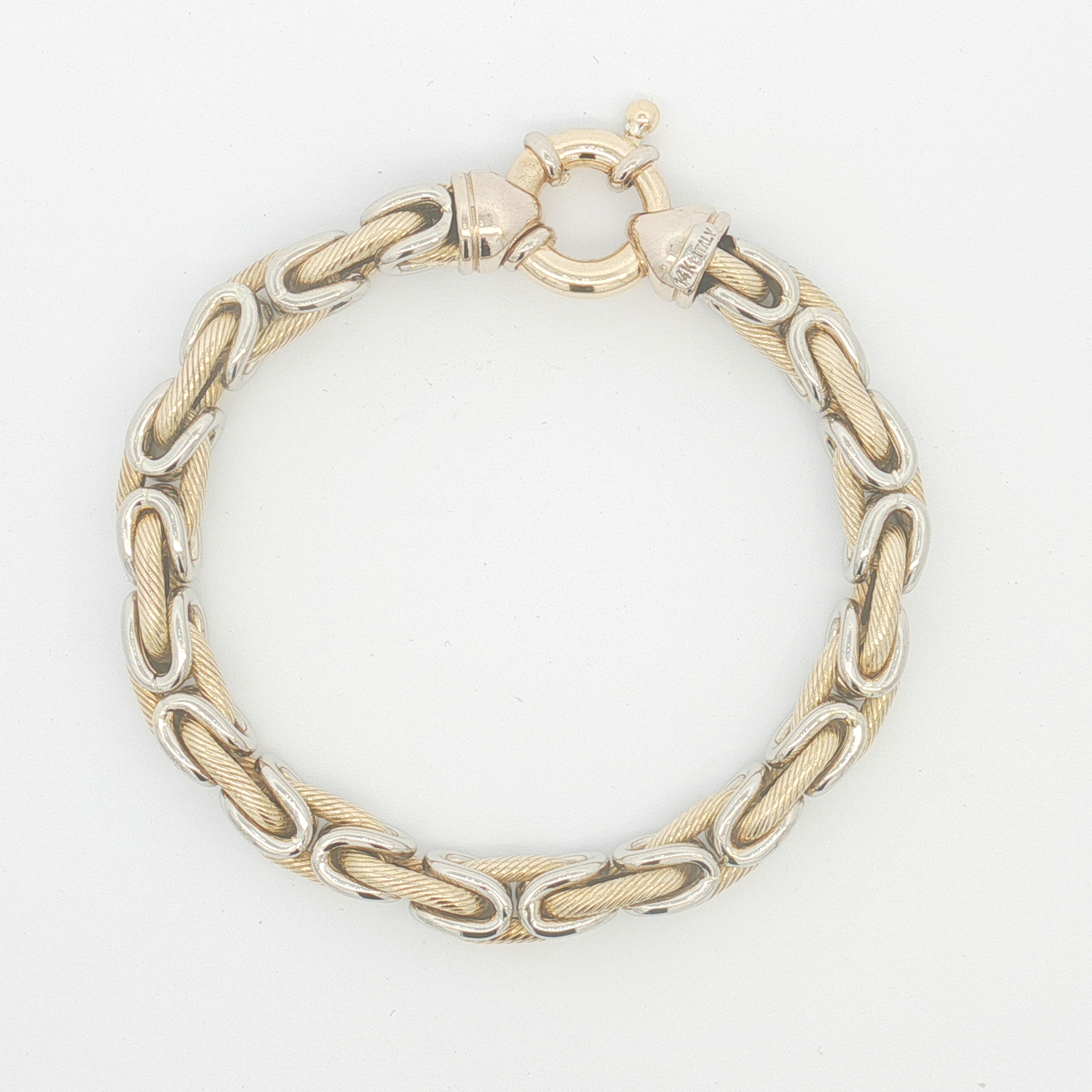14ct Two-Tone Gold Textured Link Bracelet