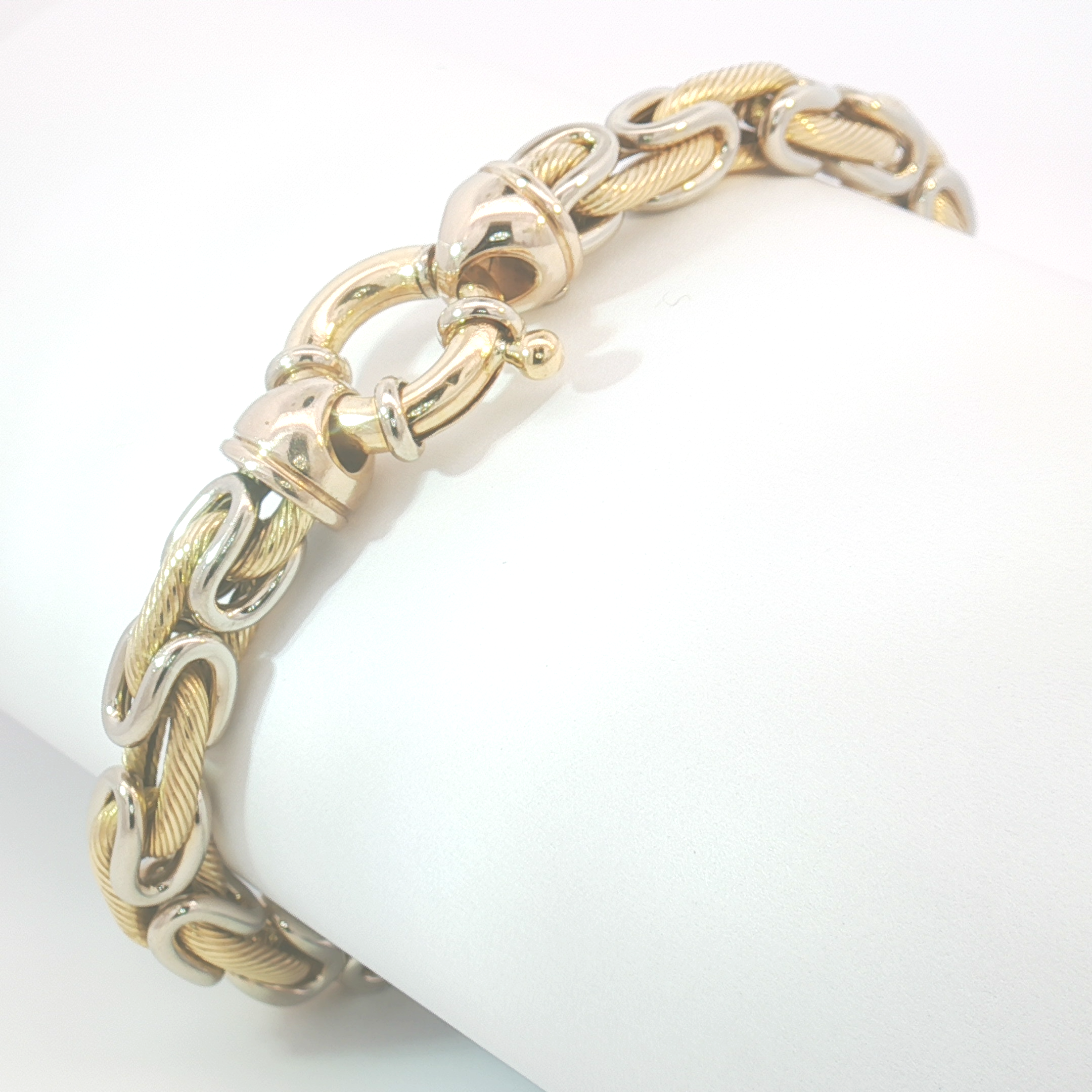 14ct Two-Tone Gold Textured Link Bracelet