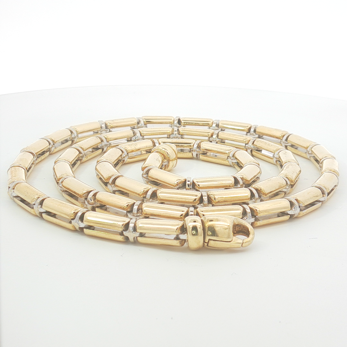 18ct 2Tone Cylindrical Bar Necklace