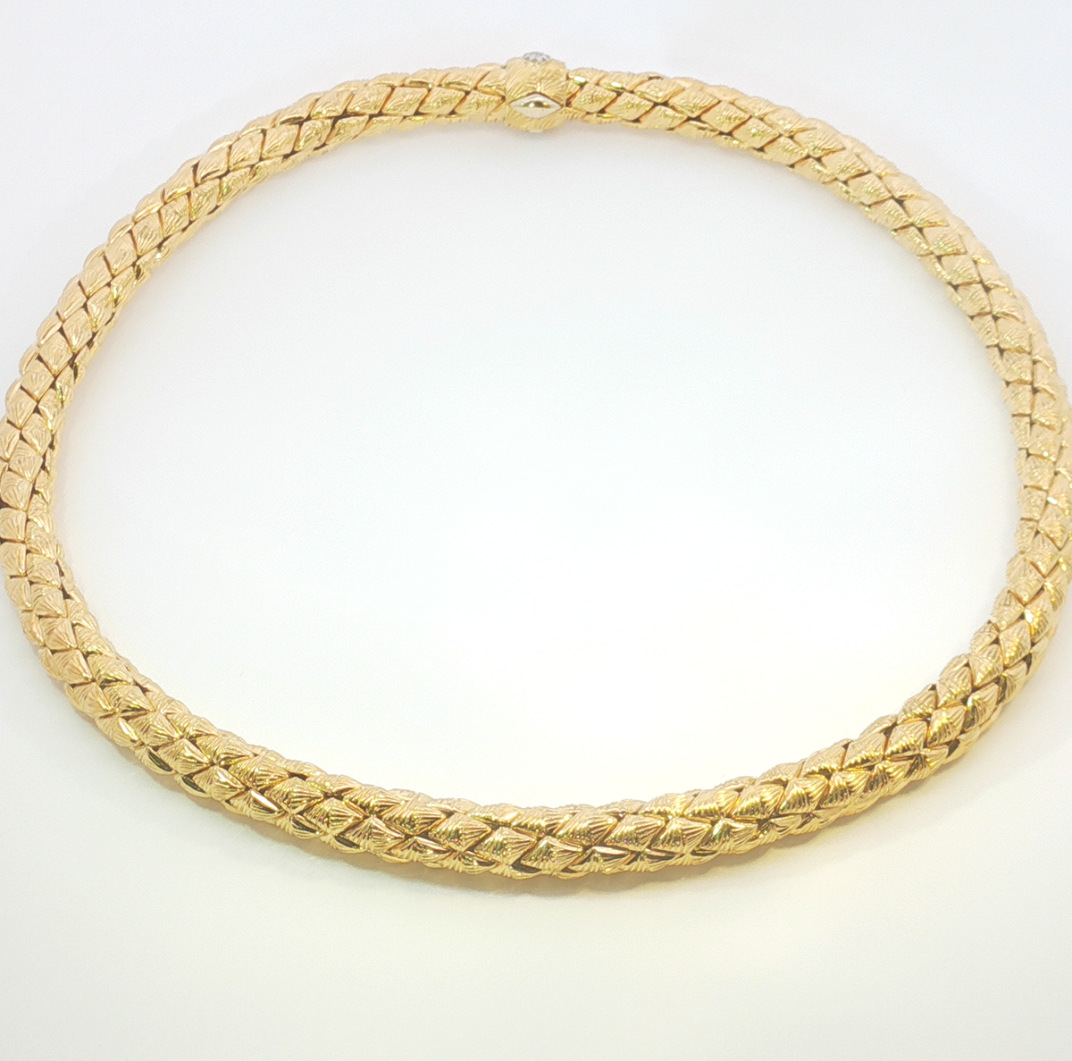 18ct YG Textured Braided Yellow Gold Choker Necklace Chimento
