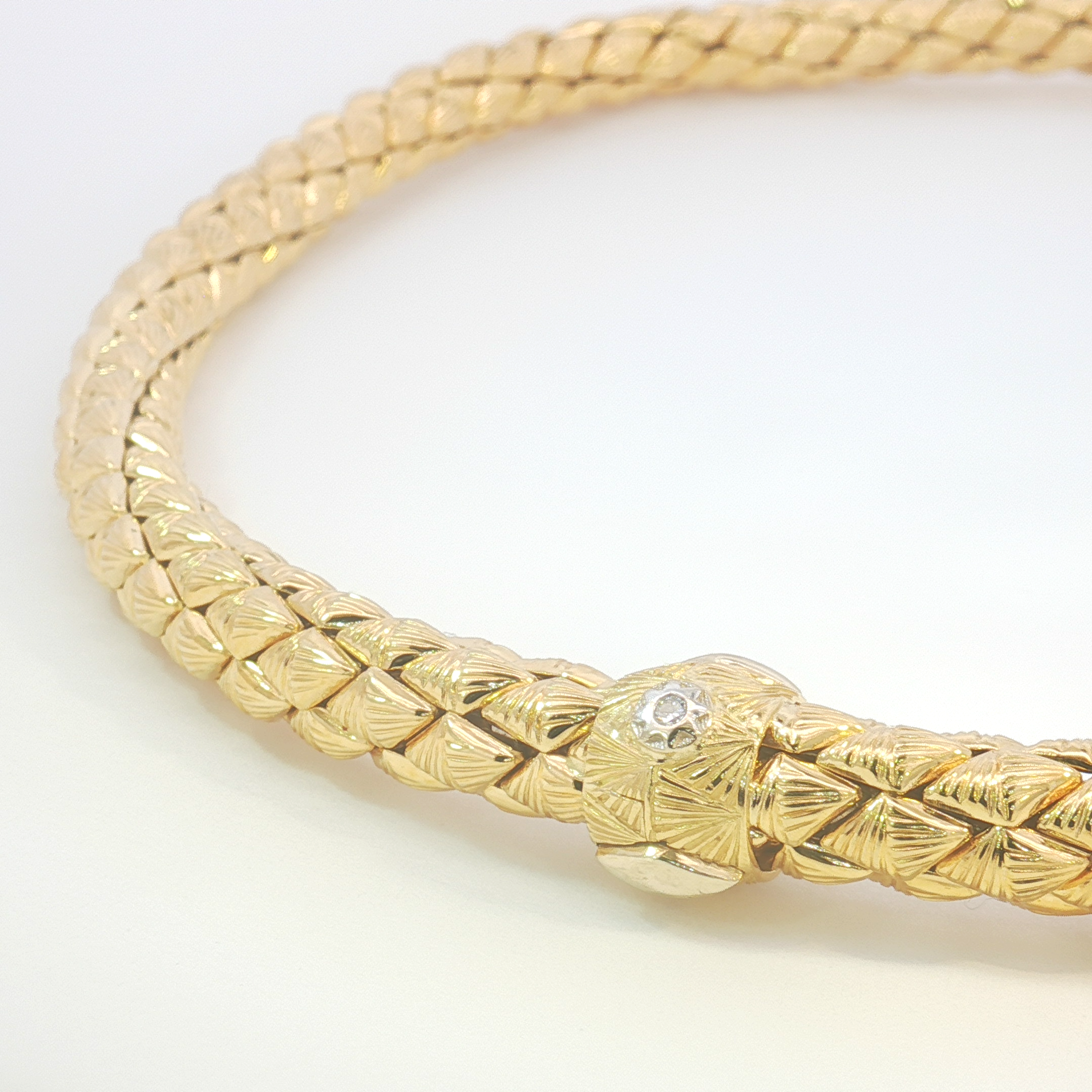 18ct YG Textured Braided Yellow Gold Choker Necklace Chimento