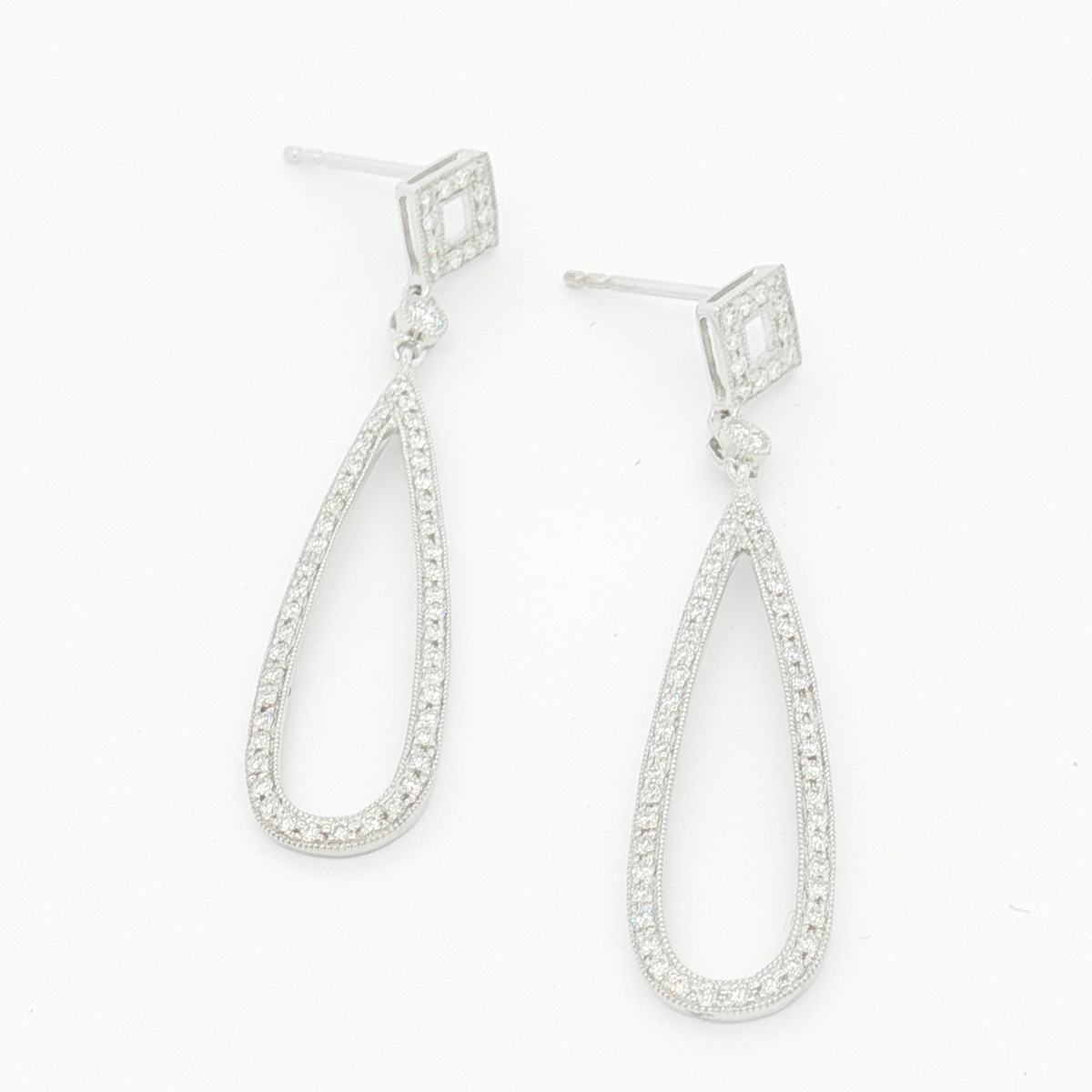 18ct WG Diamond Open Teardrop Drop Earrings