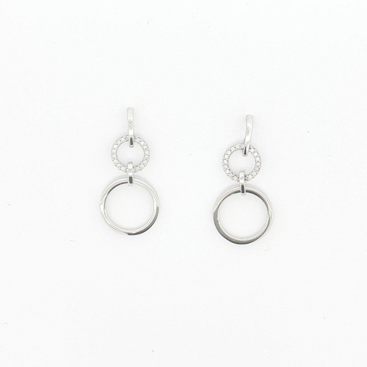 18ct WG Diamond Circle Drop Earrings